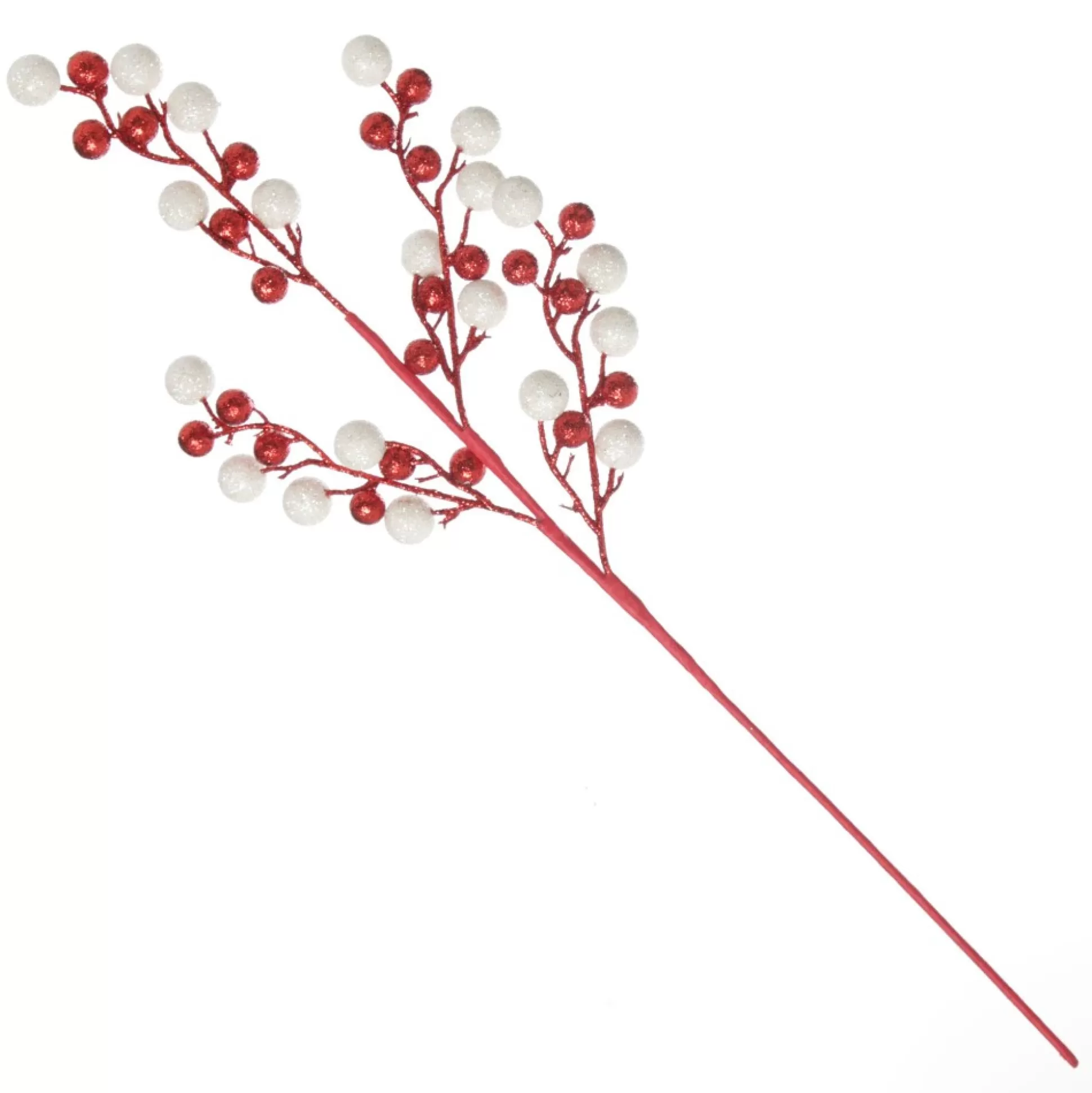 Red and White Glitter Ball Christmas Pick Christmas Tree Picks |