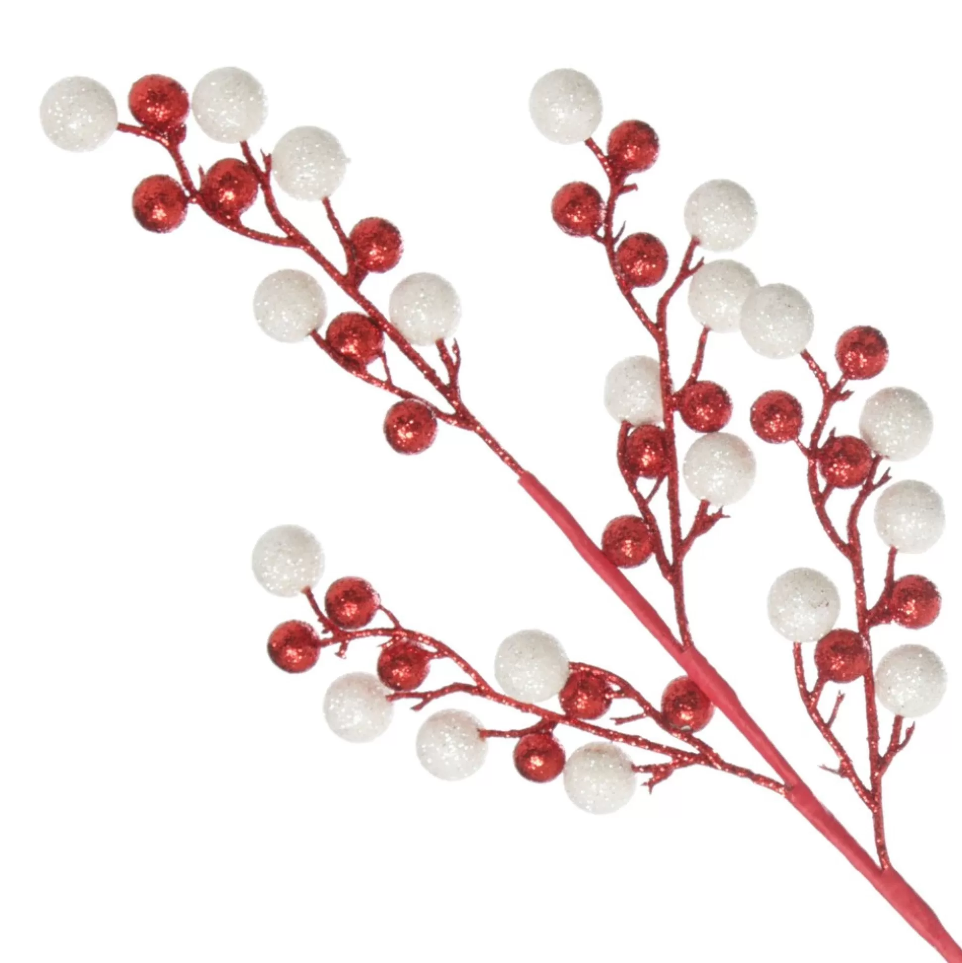 Red and White Glitter Ball Christmas Pick Christmas Tree Picks |