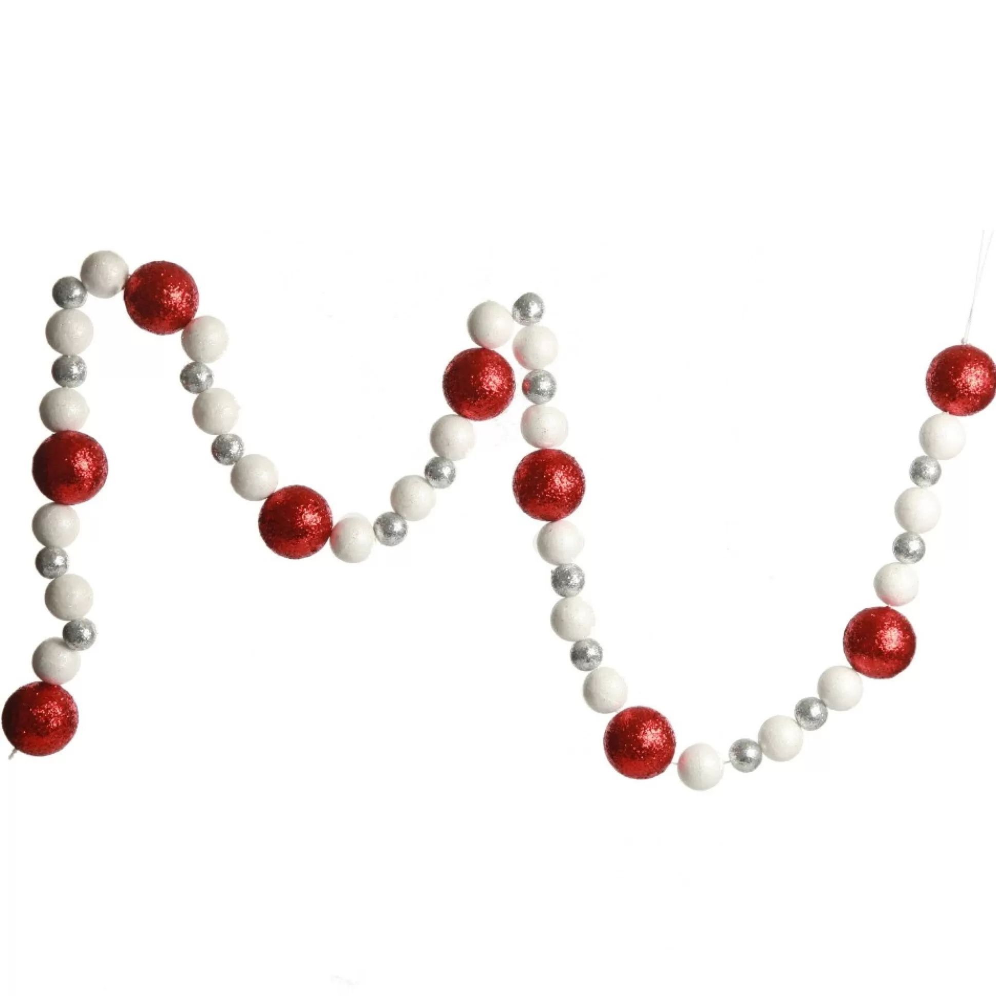 Red and White Glitter Ball Garland Tree Garlands |