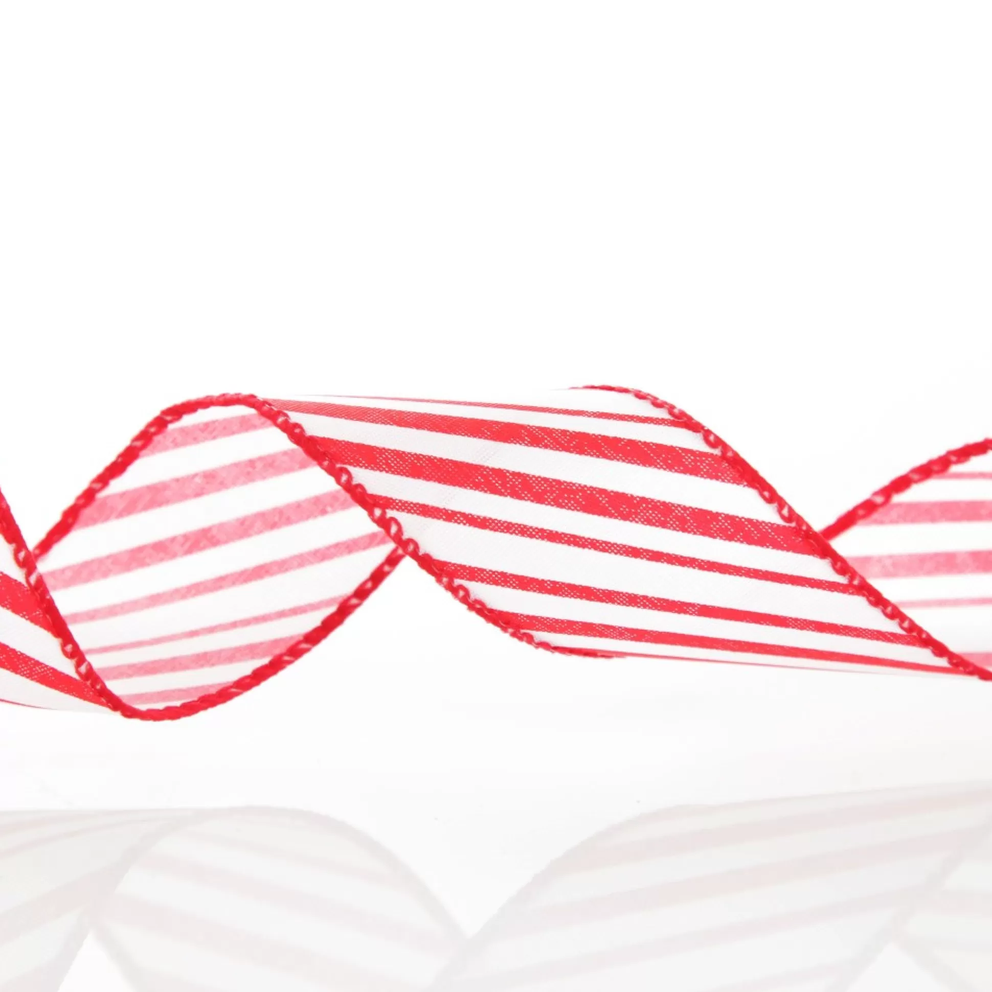 Red and White Peppermint Striped Wired Ribbon Ribbons |
