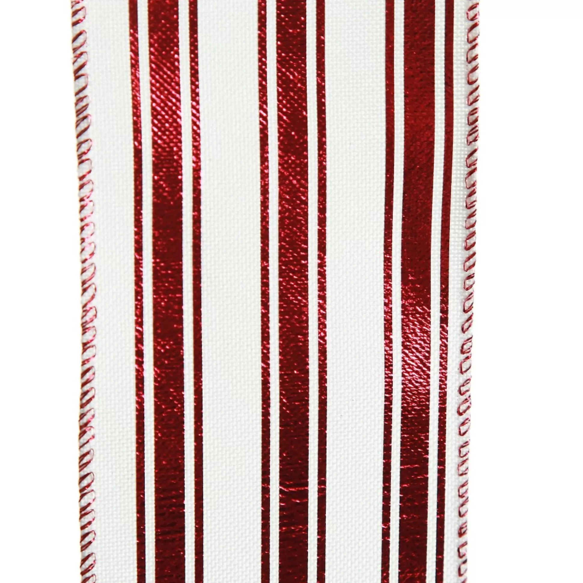 Red and White Striped Wired Christmas Ribbon Ribbons |