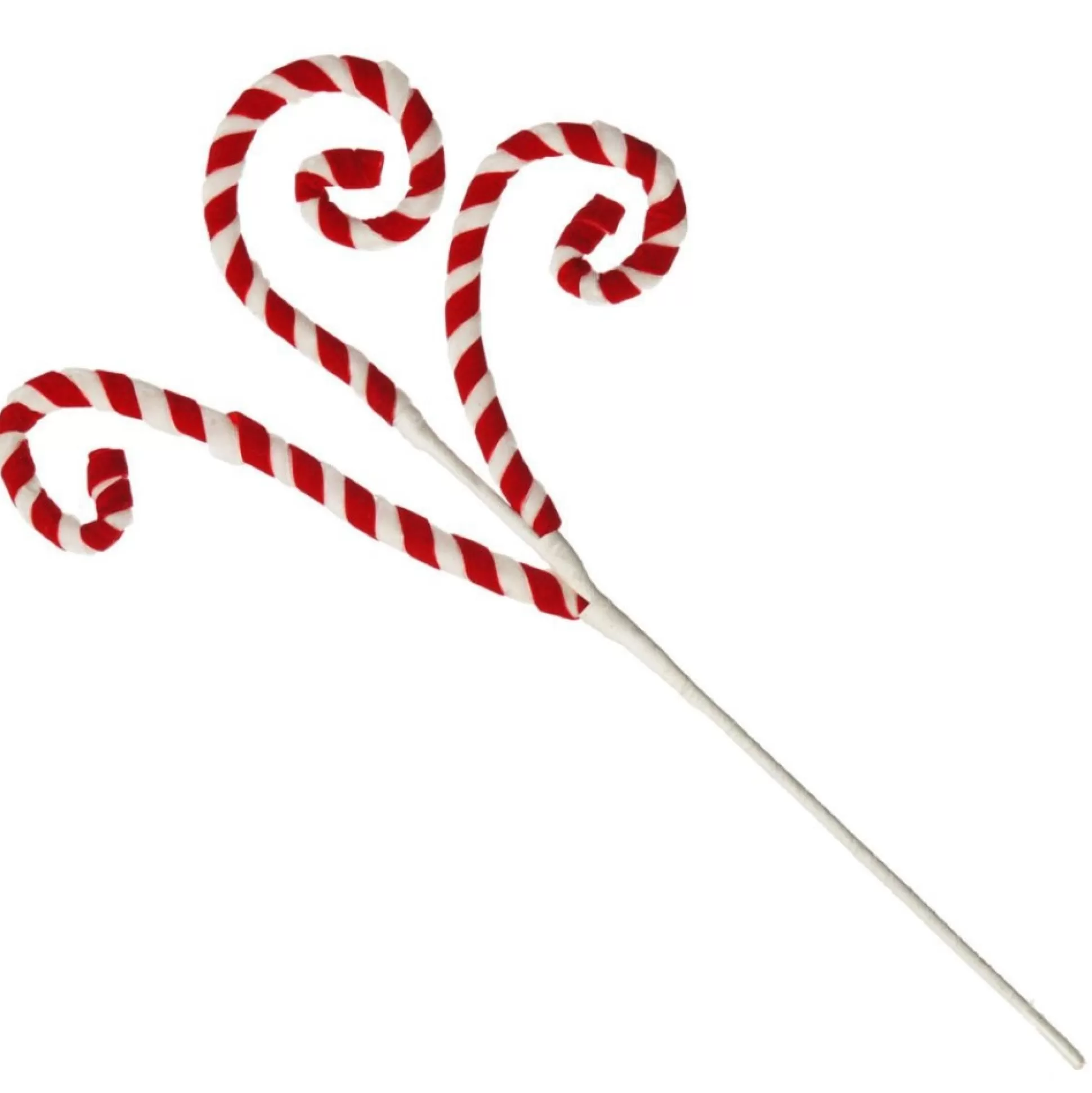 Red and White Velvet Candy Cane Pick Christmas Tree Picks |