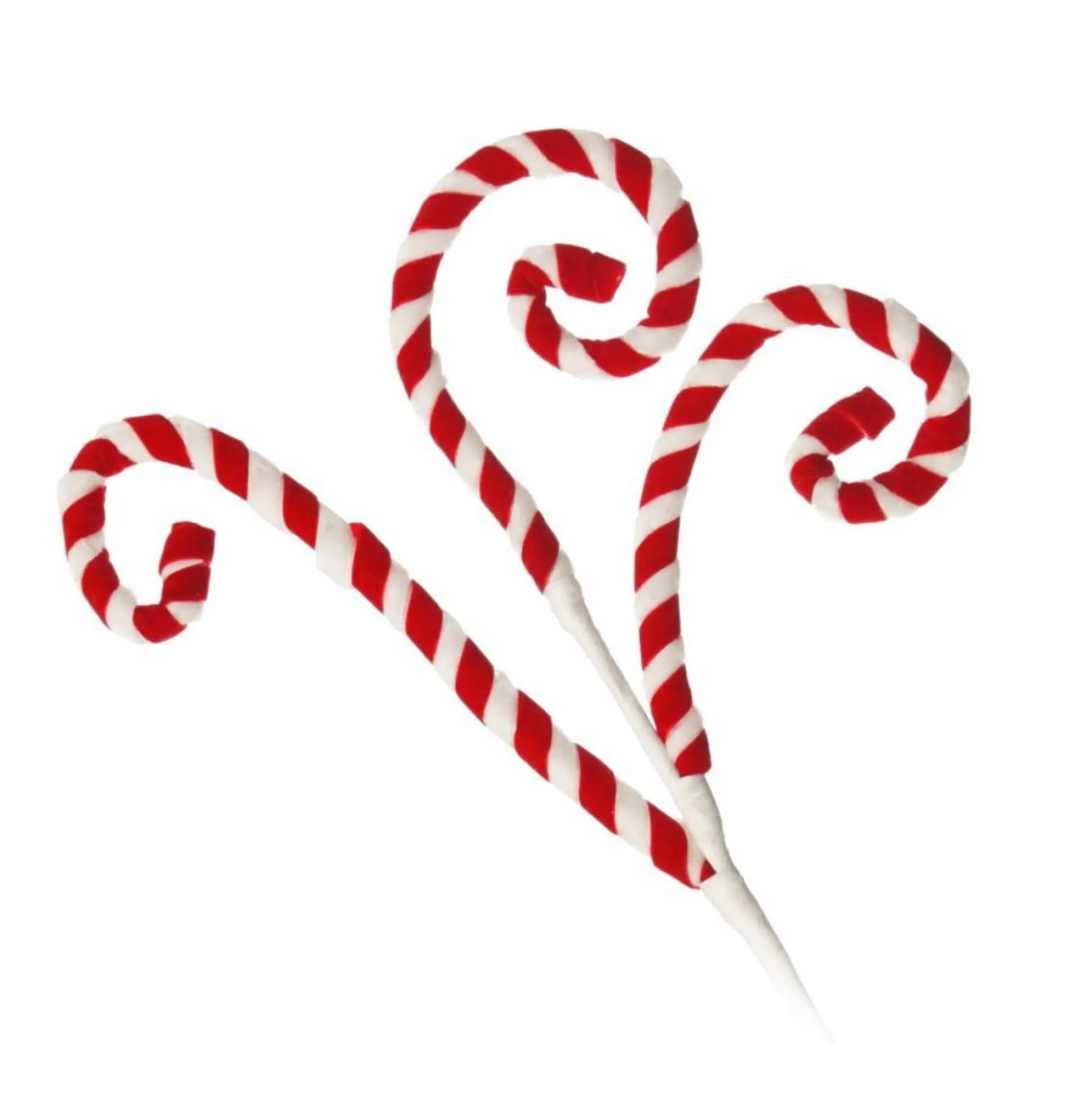 Red and White Velvet Candy Cane Pick Christmas Tree Picks |