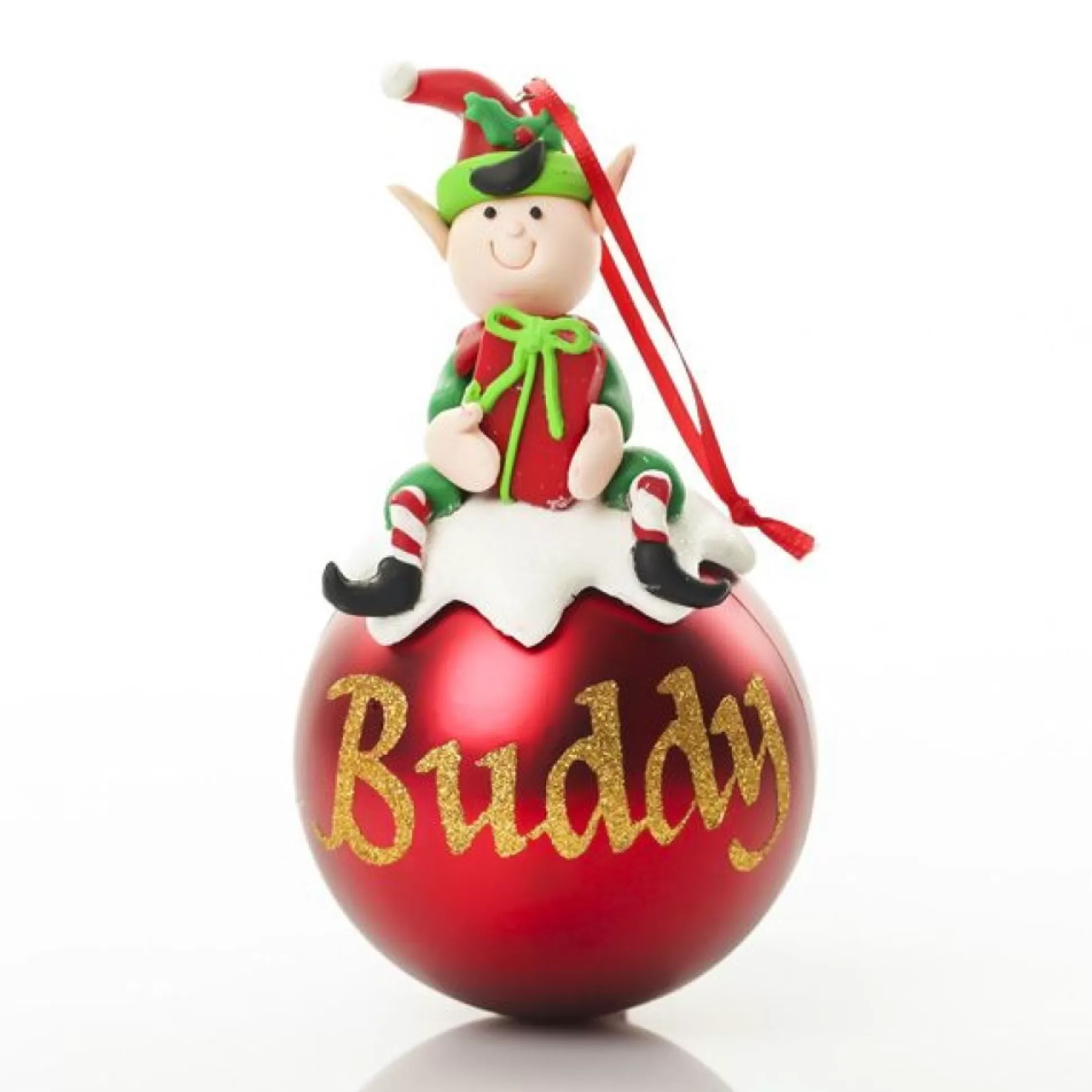 Red Boy Elf Christmas Character Bauble Personalised Baubles |