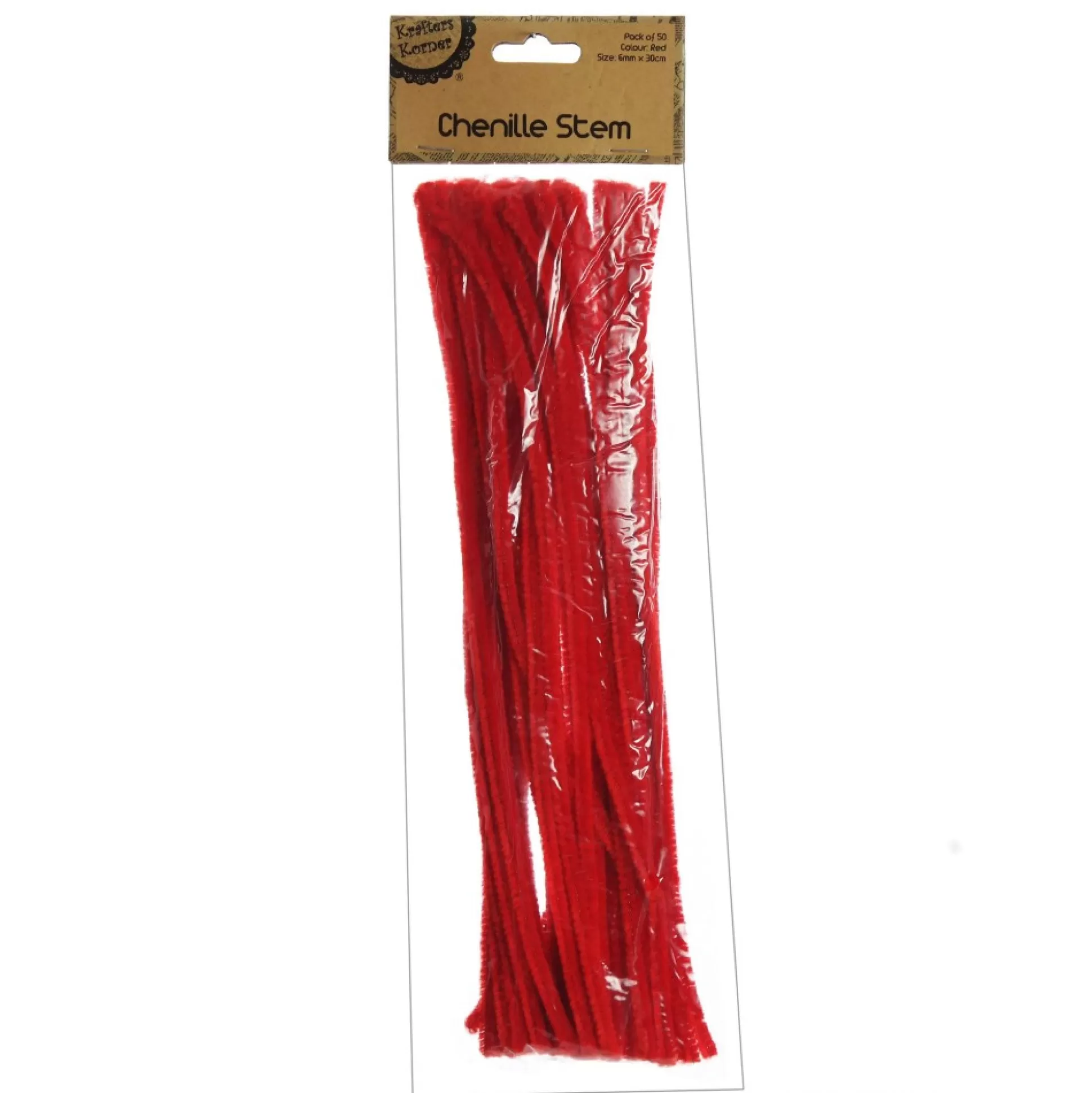 Red Chenille Stem Pipe Cleaners - Pack of 50 Christmas Craft Supplies |
