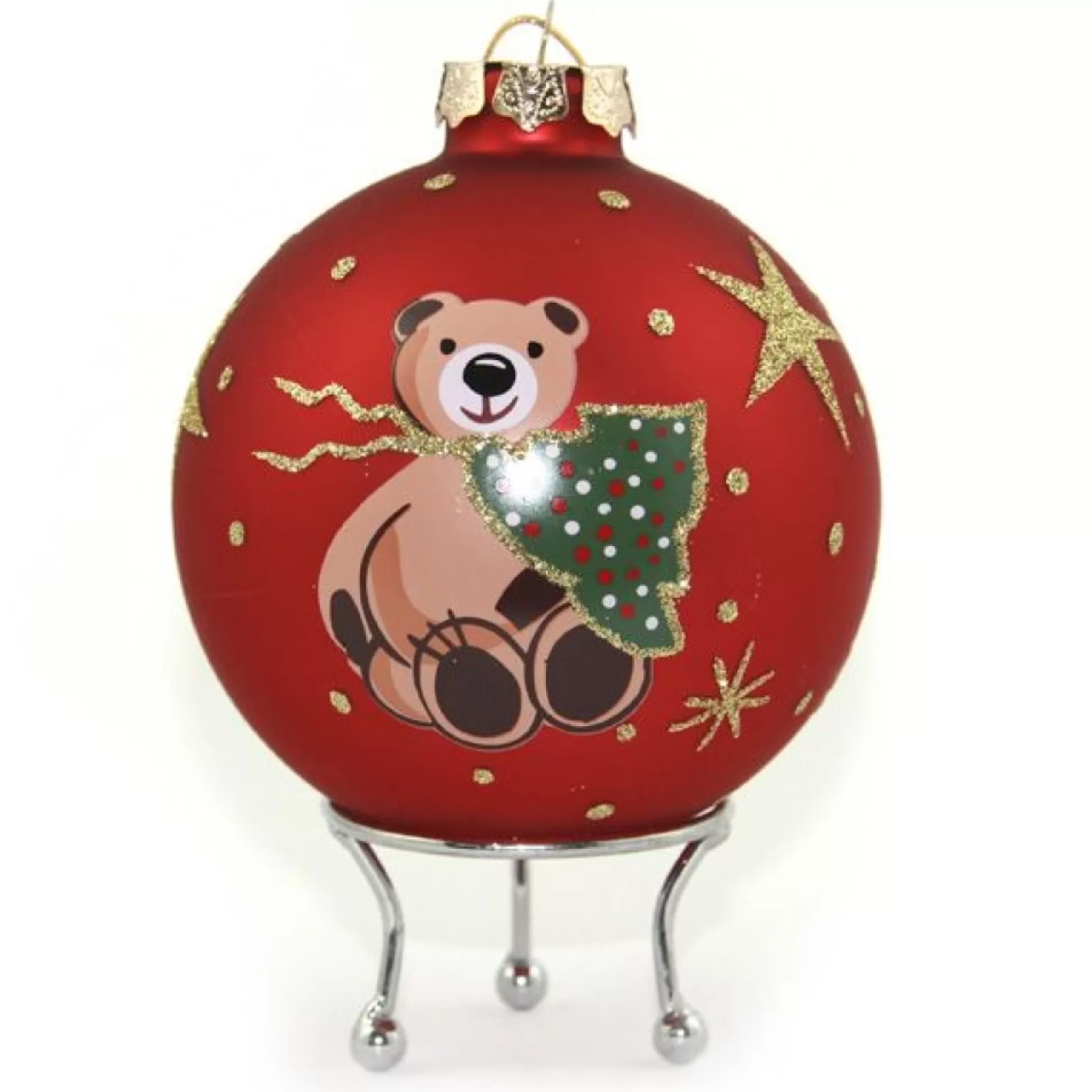 Red Christmas Bear with Tree Bauble Personalised Baubles |