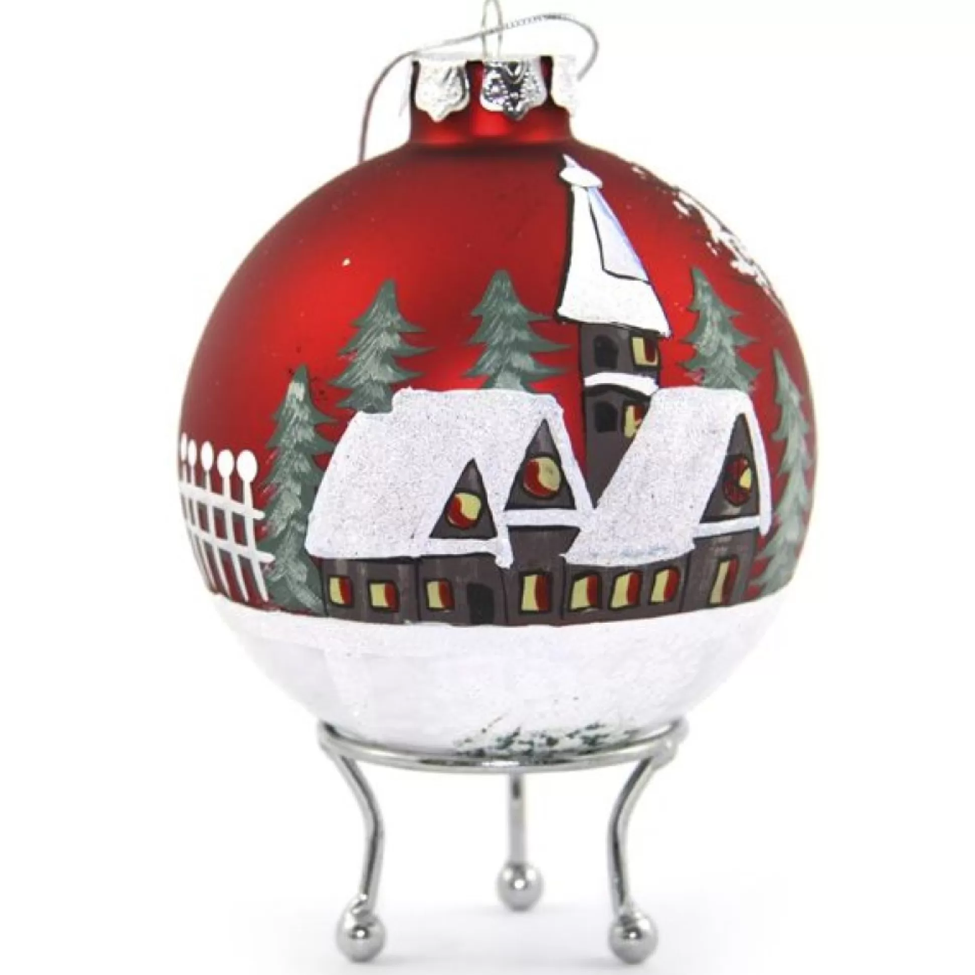 Red Christmas Village Bauble Personalised Baubles |