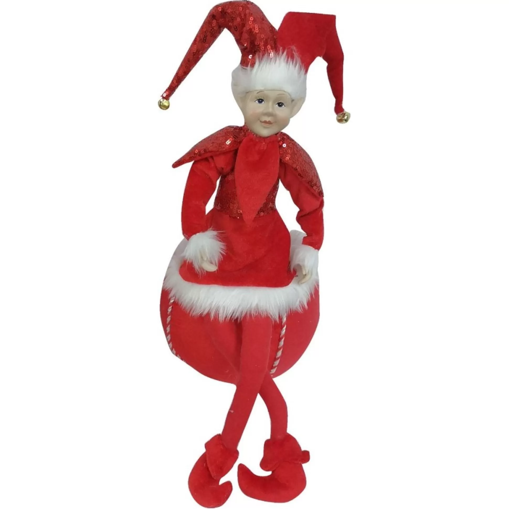 Red Elf on Bauble Christmas Ornament Christmas Elves And Fairies |