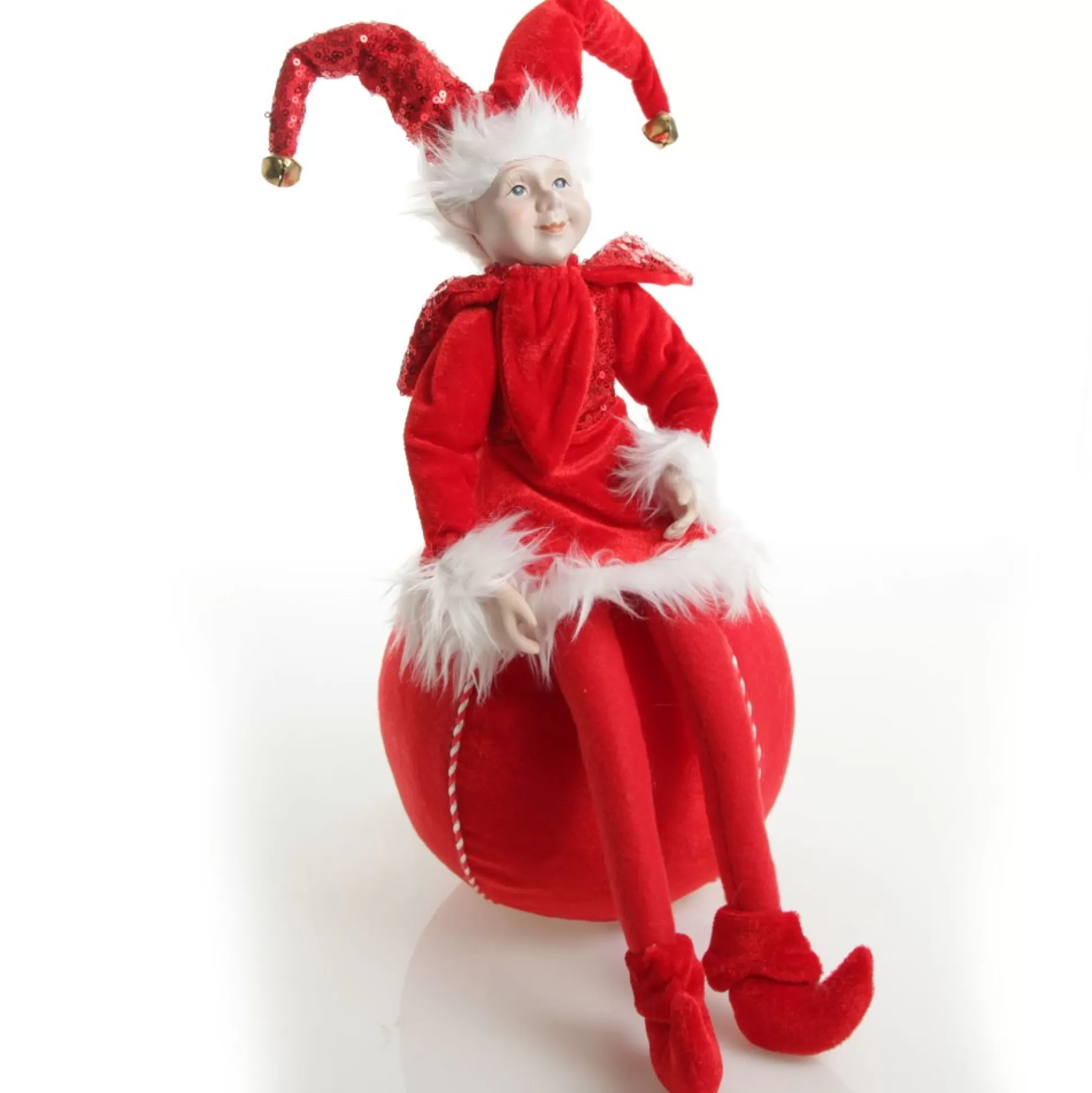 Red Elf on Bauble Christmas Ornament Christmas Elves And Fairies |
