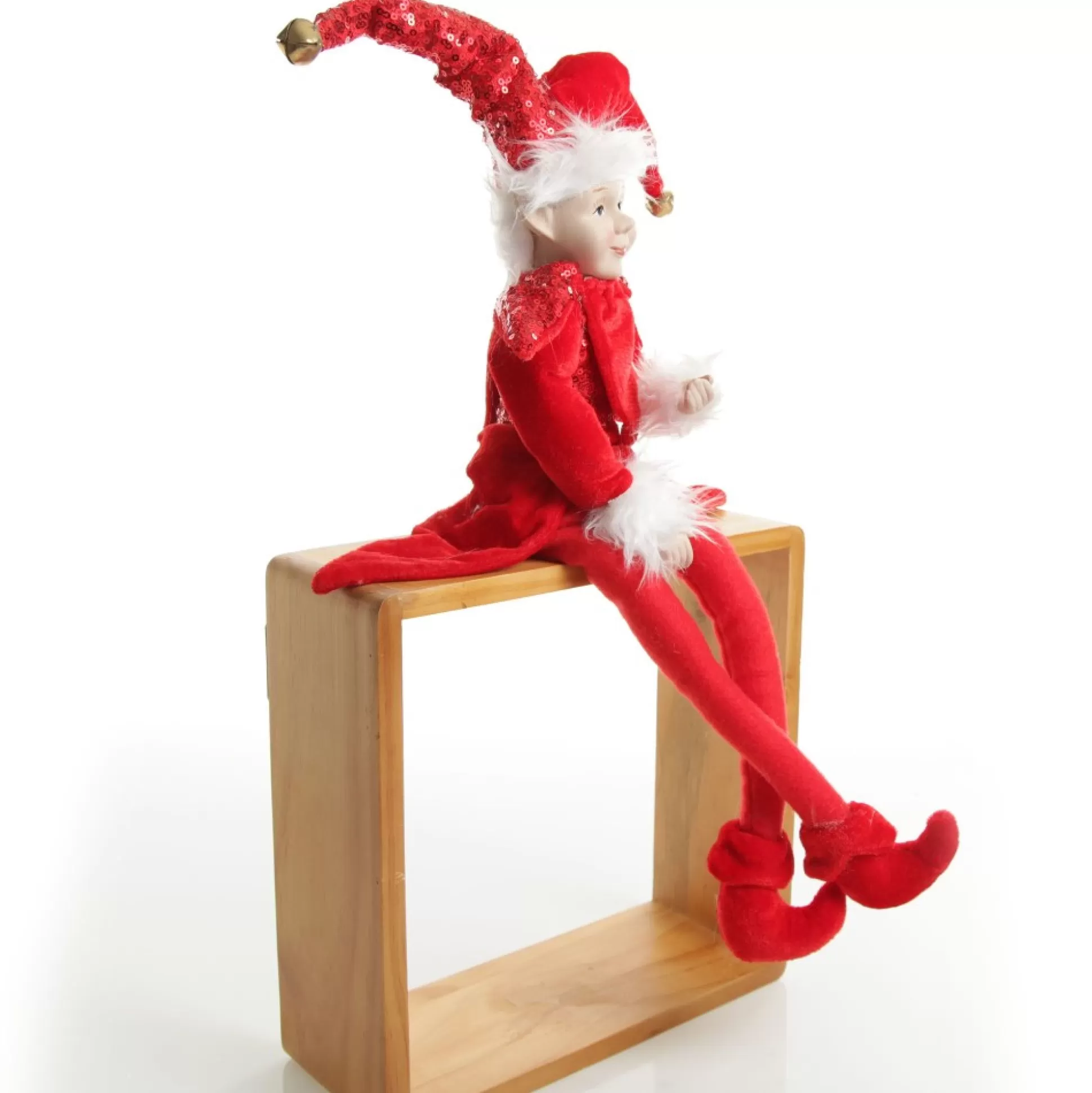 Red Elf Sitting Christmas Ornament Christmas Elves And Fairies |