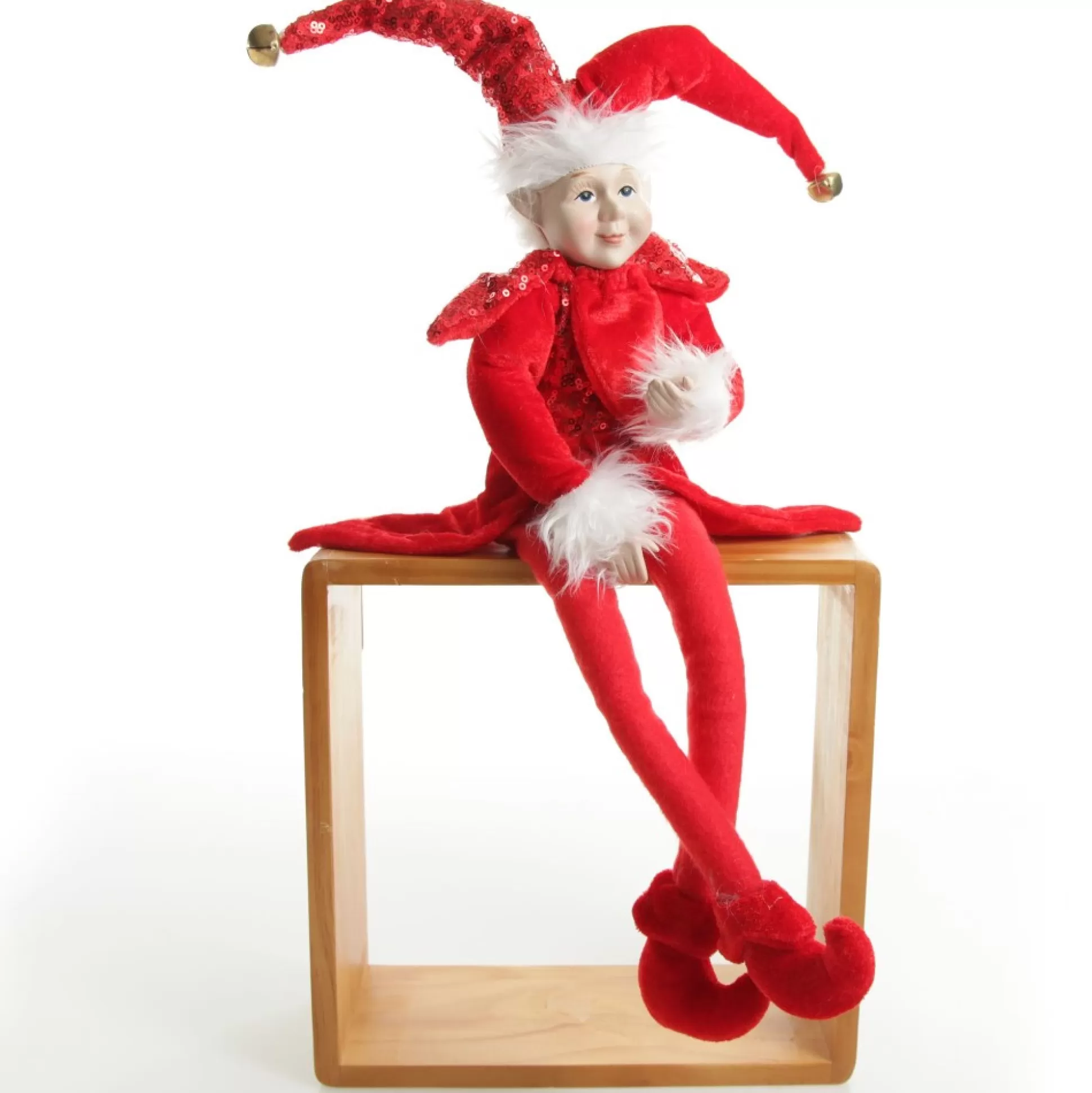 Red Elf Sitting Christmas Ornament Christmas Elves And Fairies |