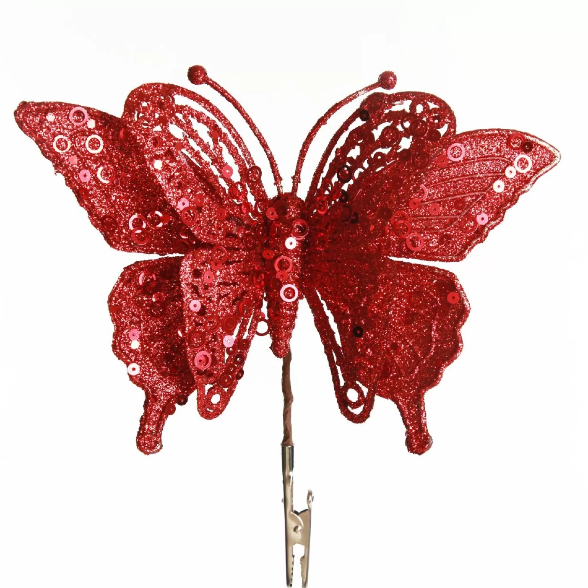 Red Glitter and Sequin Butterfly Clip Butterflies And Birds |