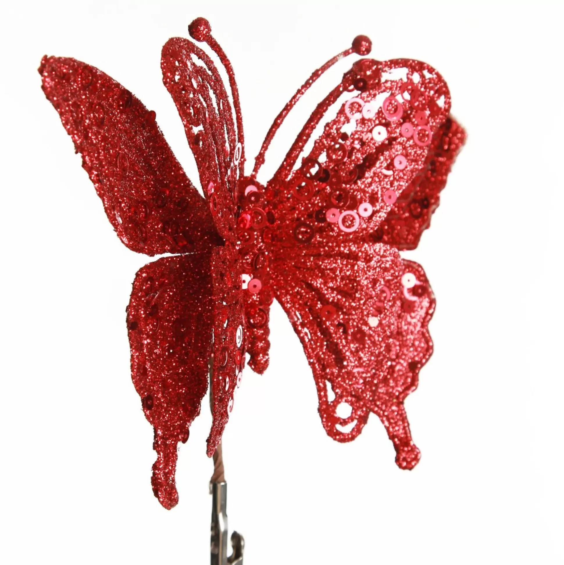 Red Glitter and Sequin Butterfly Clip Butterflies And Birds |