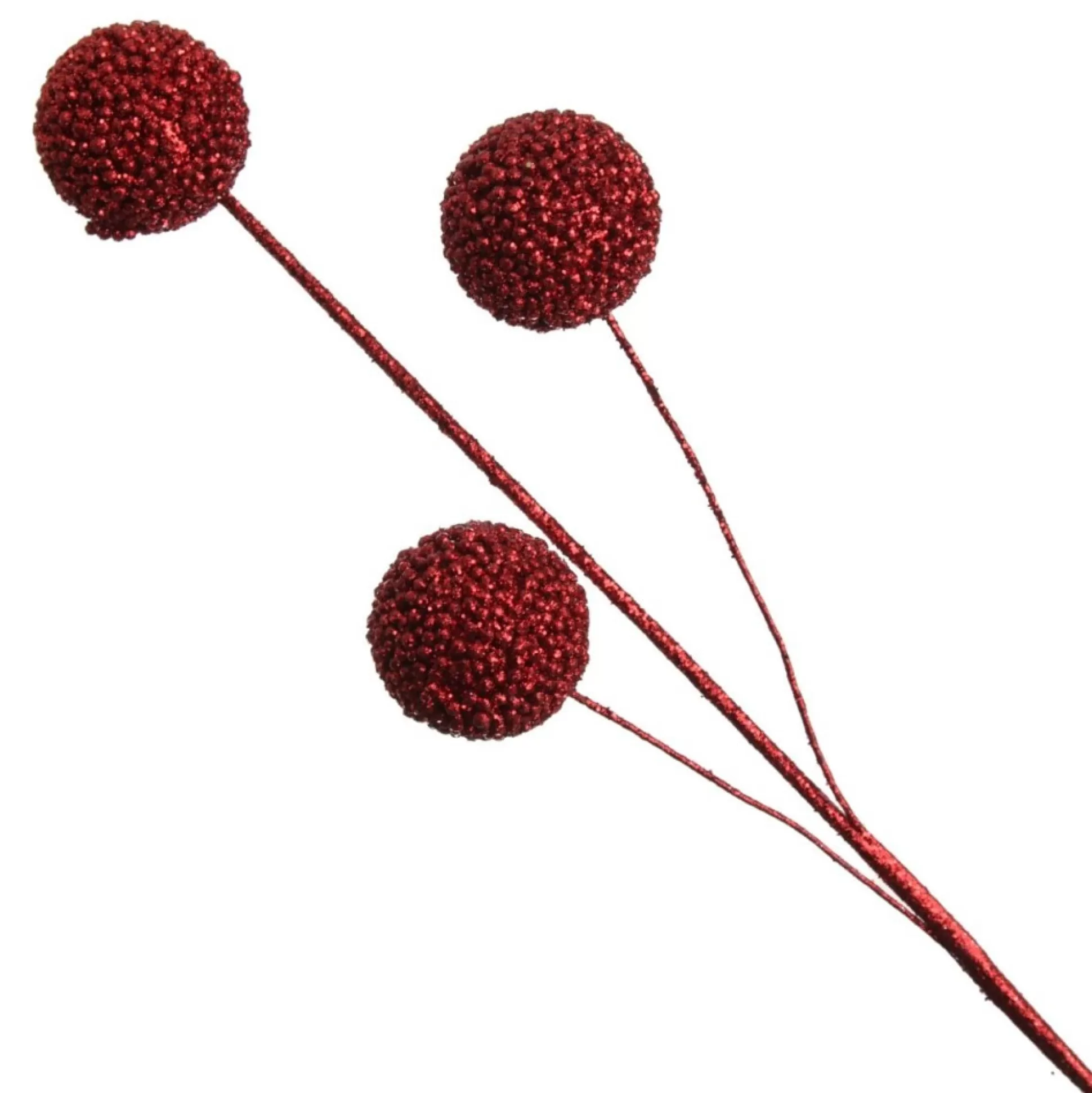 Red Glitter Christmas Ball Trio Pick Christmas Tree Picks |