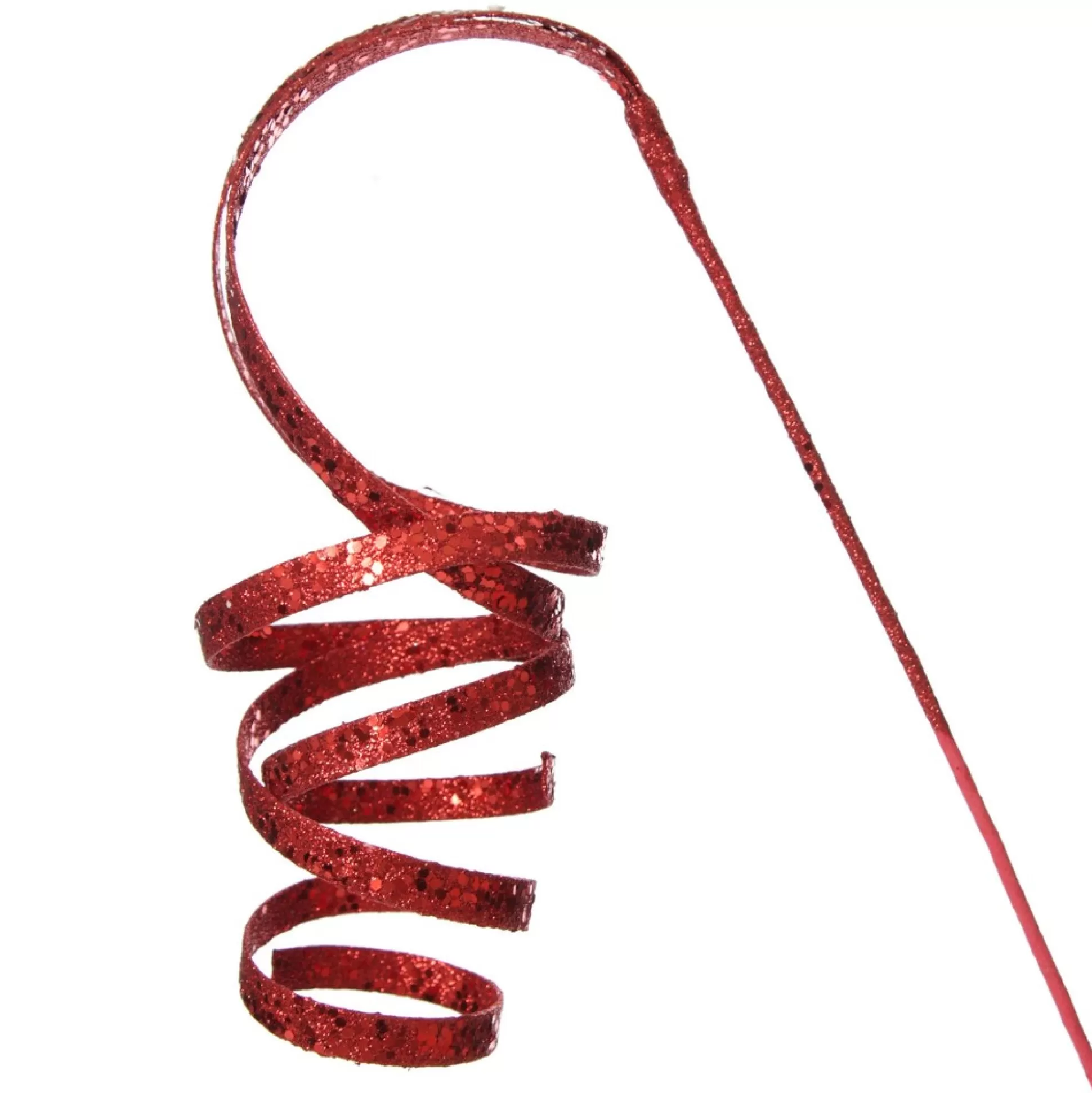 Red Glitter Curly Ribbon Christmas Pick Small Christmas Tree Picks |