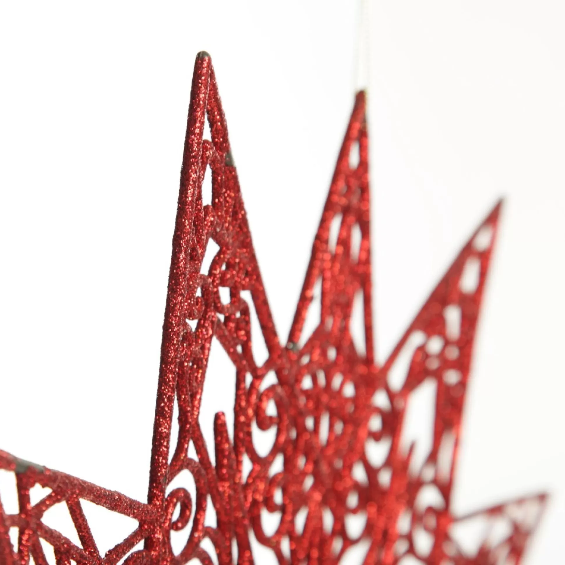 Red Glitter Hanging Christmas Star Snowflakes And Stars |