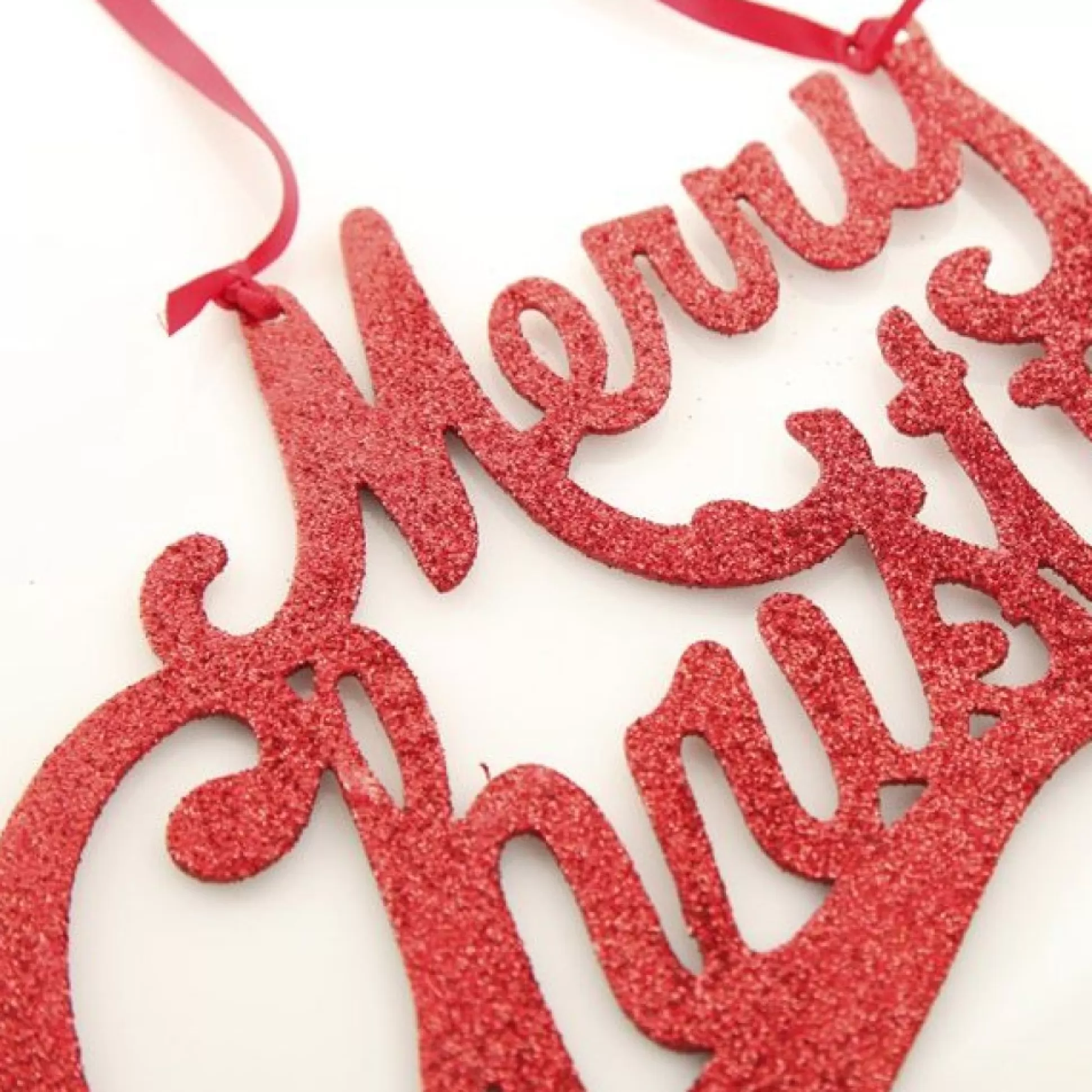 Red Glitter Merry Christmas Plaque Wall Hangings And Signs |