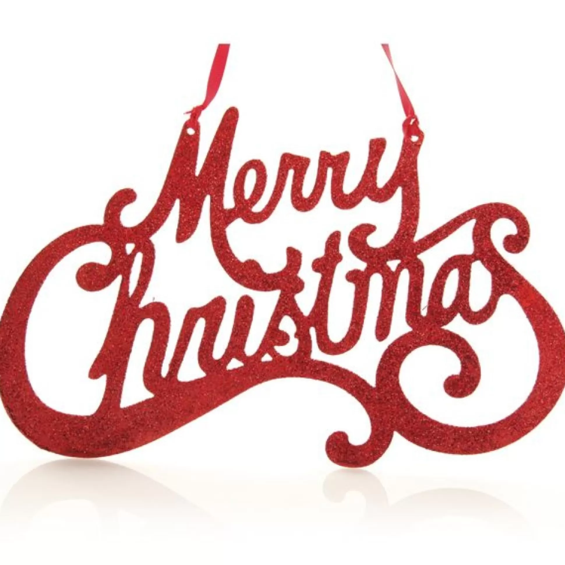 Red Glitter Merry Christmas Plaque Wall Hangings And Signs |