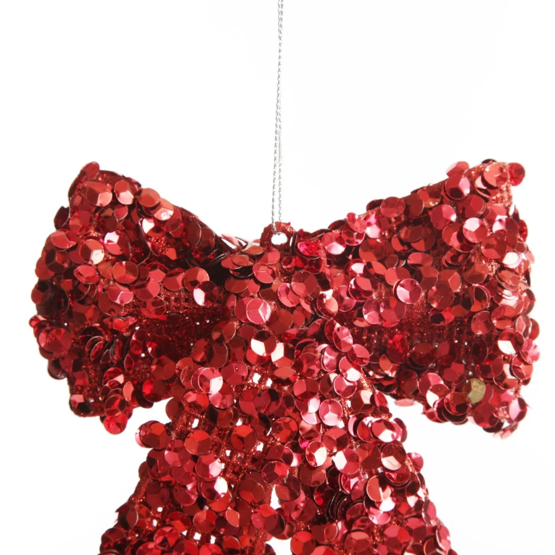 Red Glitter Sequin Bow Christmas Bells And Bows |