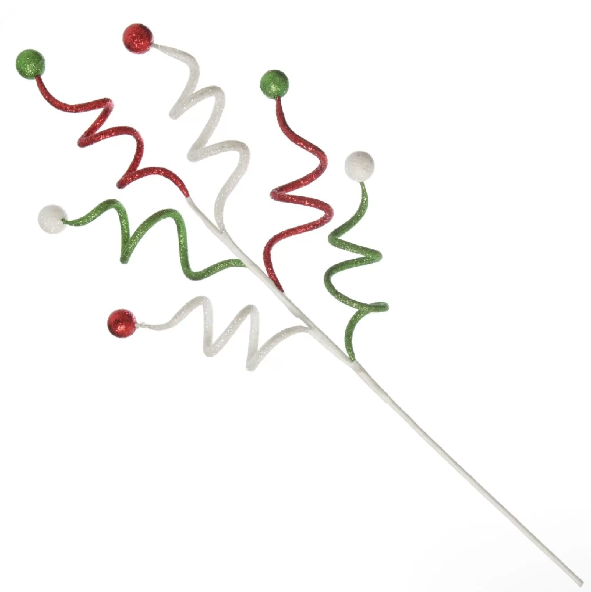Red, Green and White Glitter Curly Christmas Pick Christmas Tree Picks |