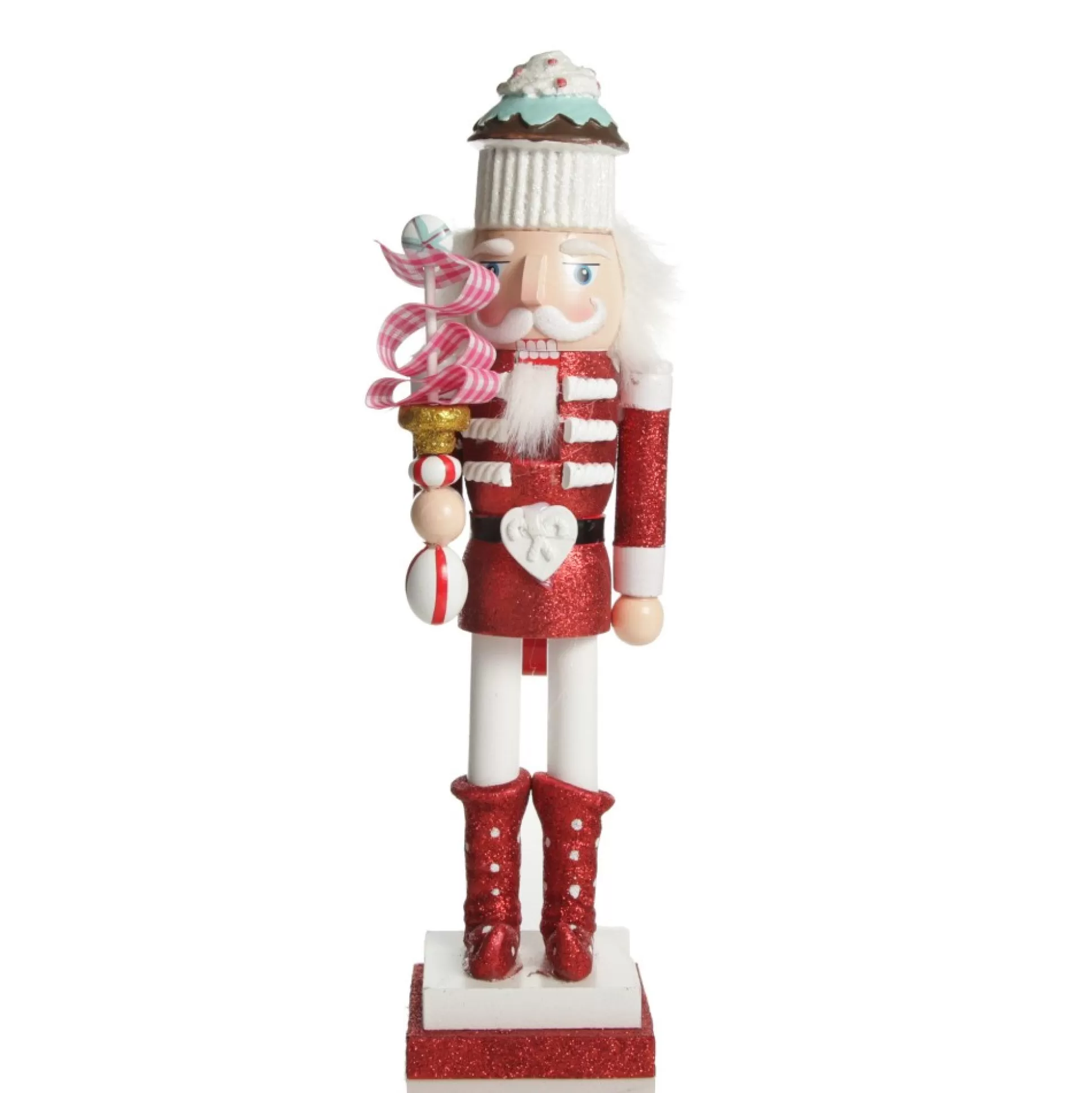 Red Jacket Peppermint Candy Wooden Nutcracker - Extra Large Christmas Nutcrackers |