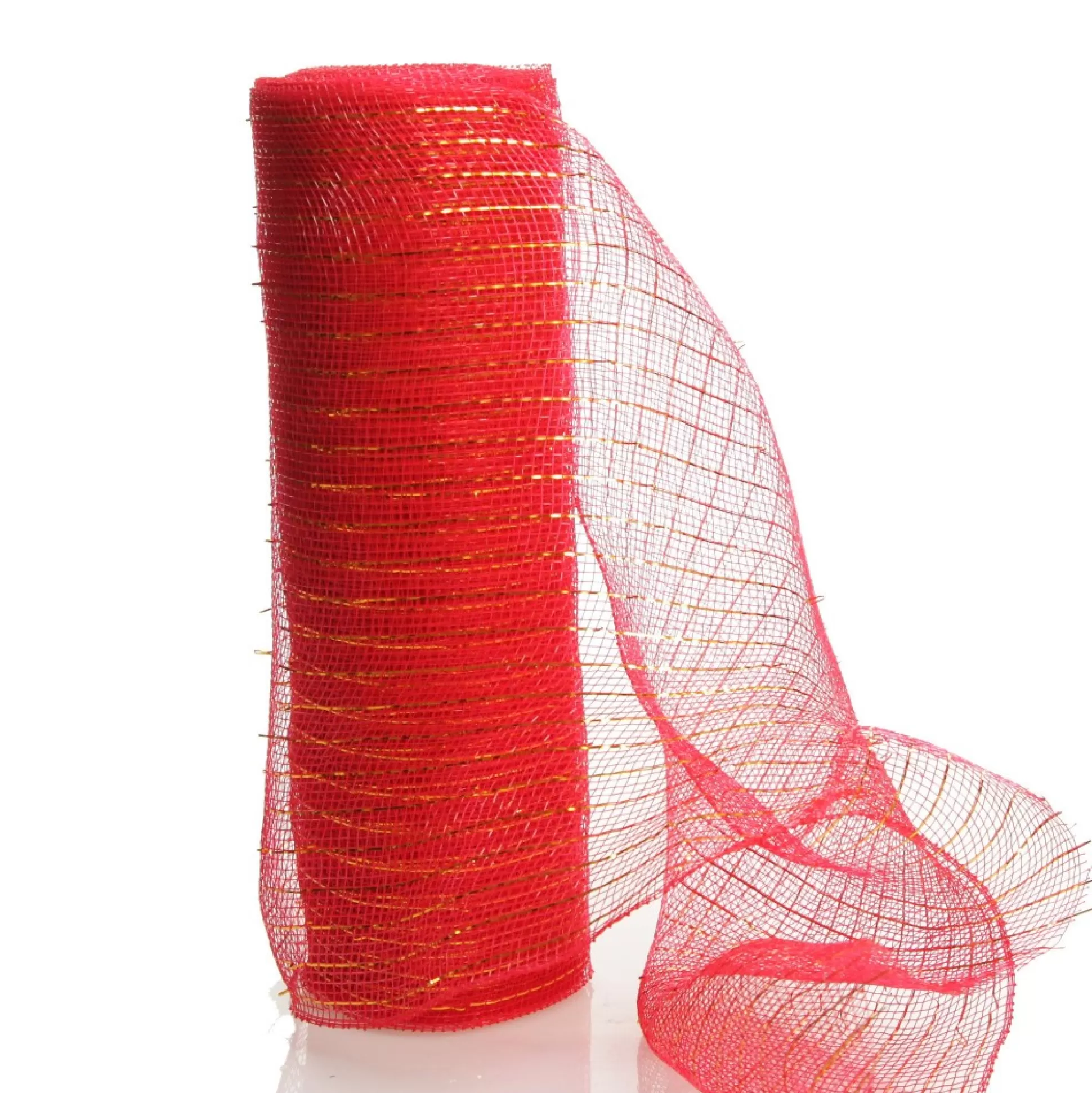 Red Metallic Thread Decomesh Roll Diy Wreaths |