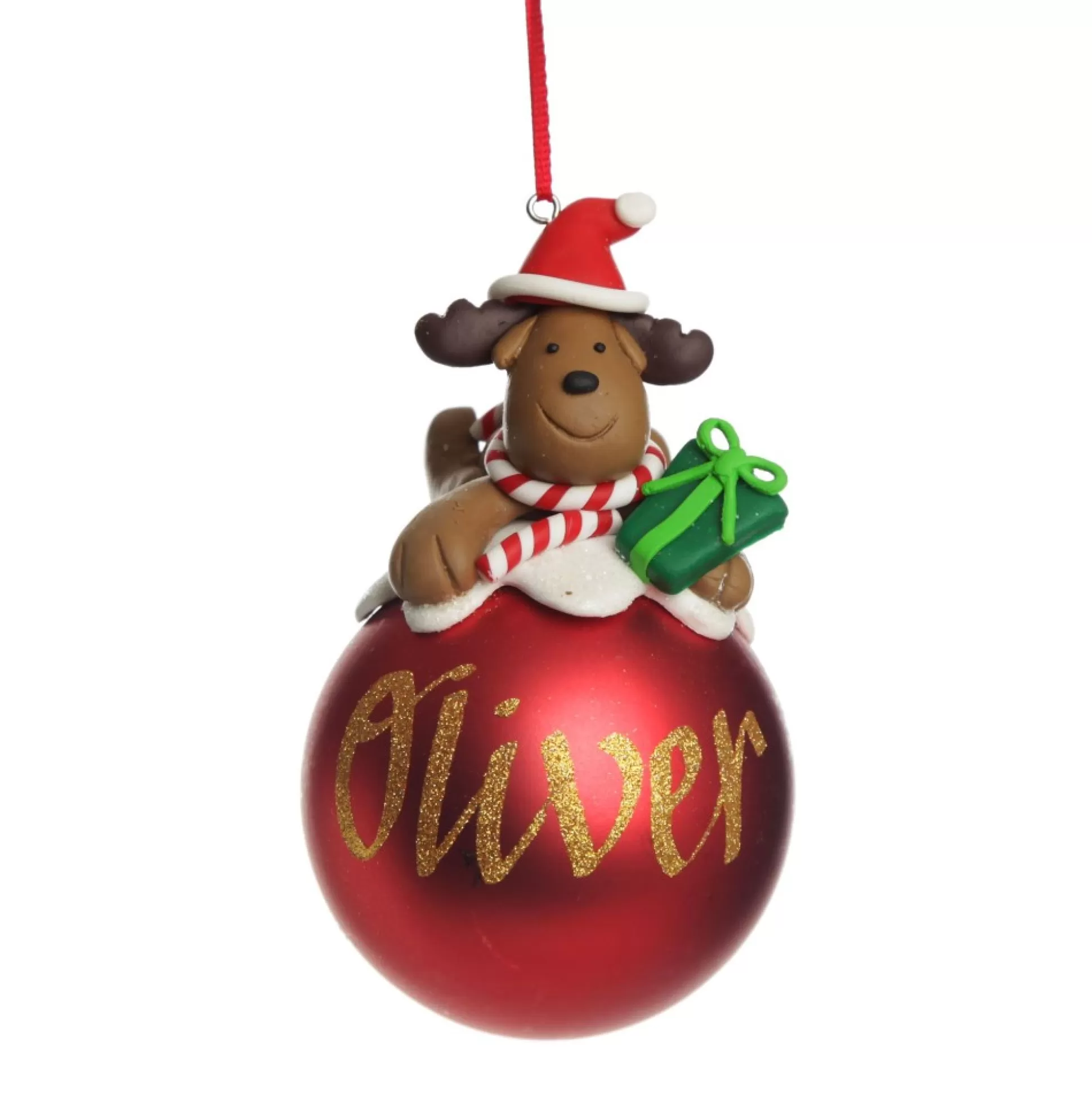 Red Reindeer Christmas Character Bauble Personalised Baubles |