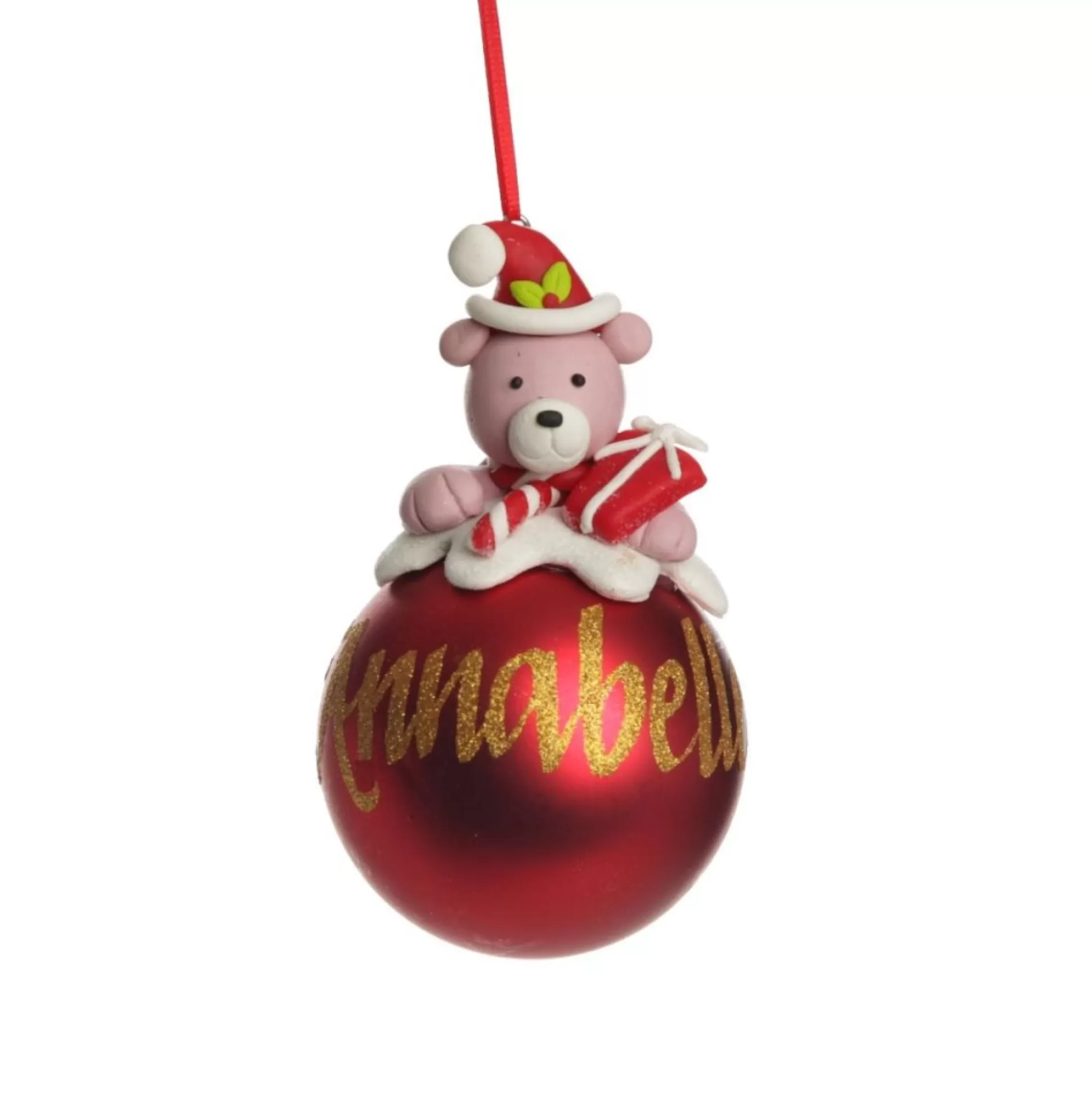 Red Teddy Christmas Character Bauble Personalised Baubles |