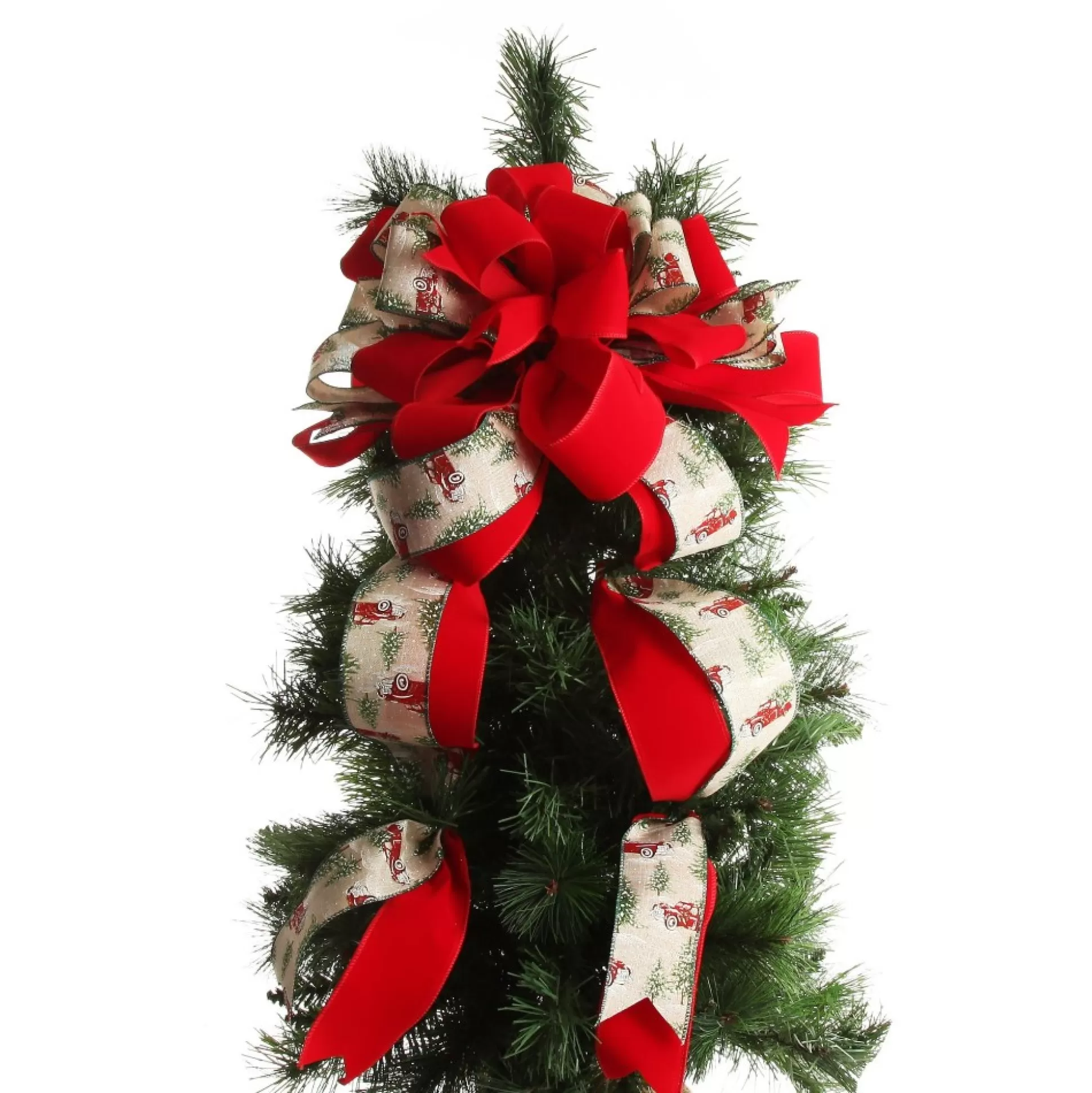Red Truck Deluxe Tree Topper Bow with Streamers Tree Toppers |