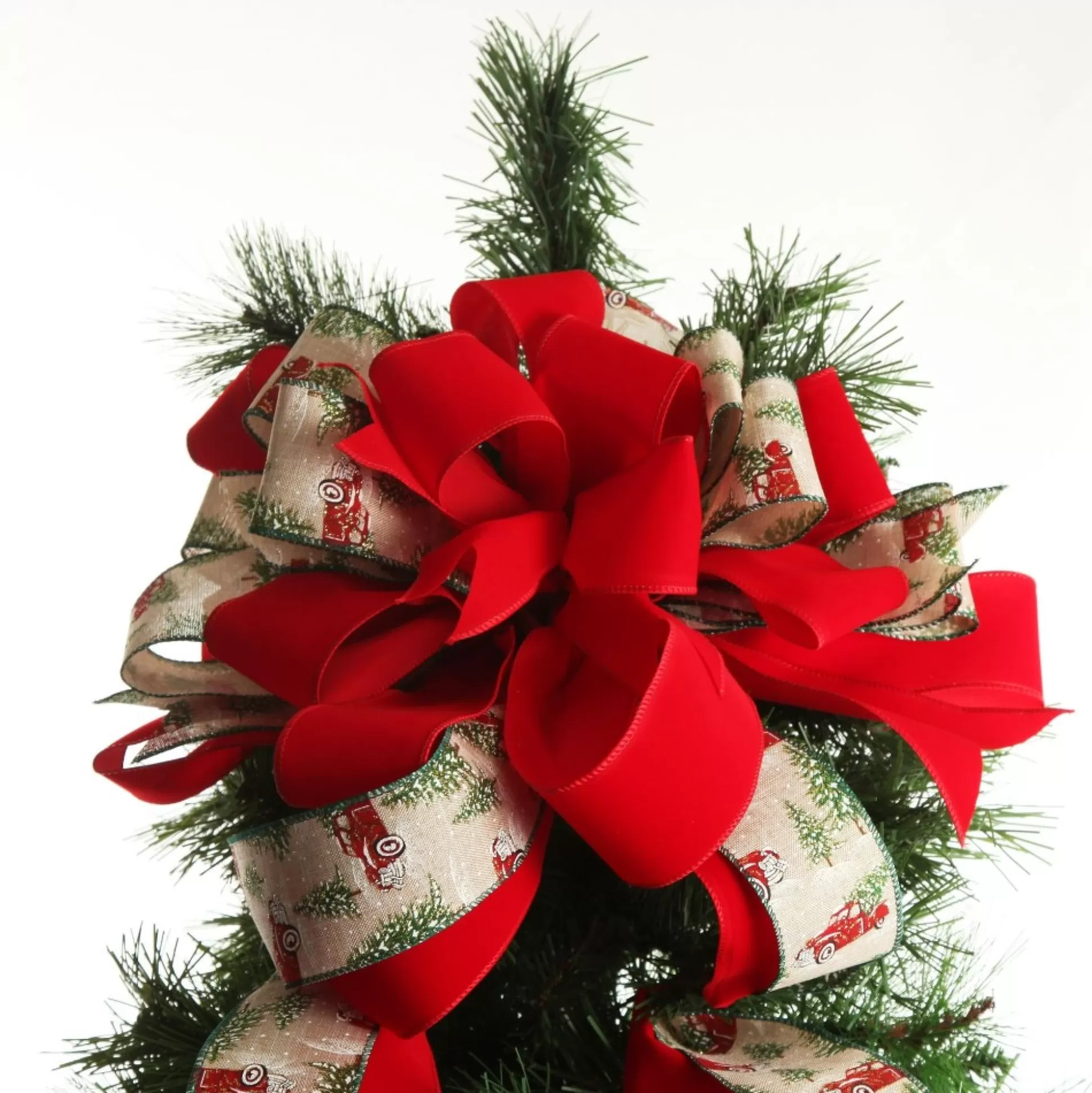 Red Truck Deluxe Tree Topper Bow with Streamers Tree Toppers |