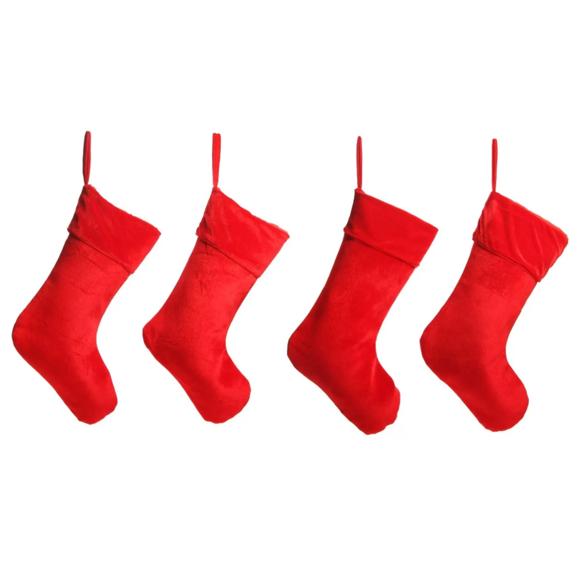 Red Velour Christmas Stocking - Set of 4 Personalised Stockings |