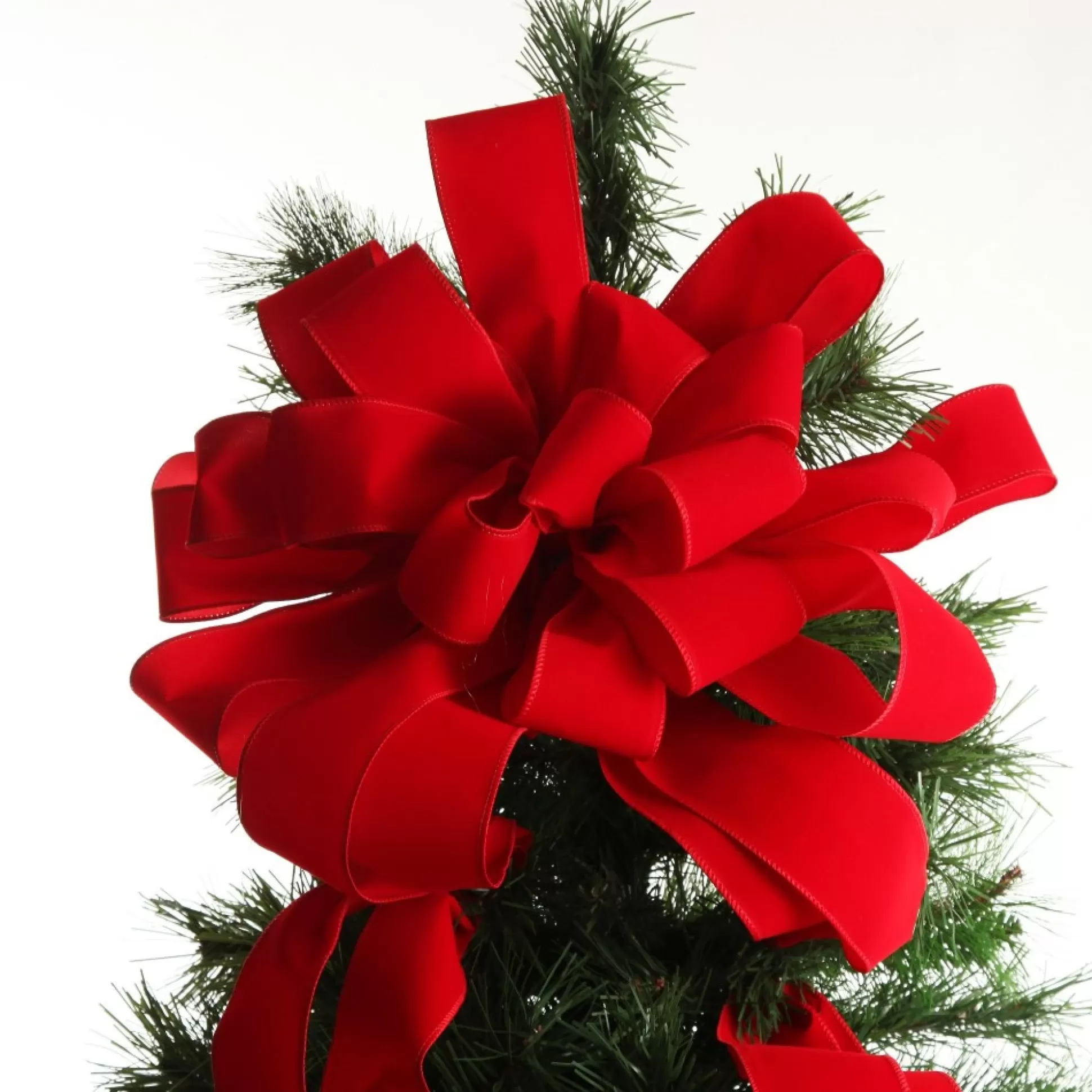 Red Velvet Deluxe Tree Topper Bow with Streamers Tree Toppers |