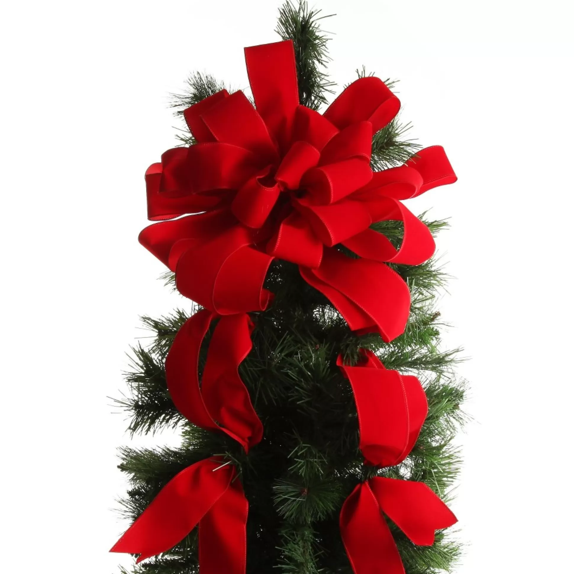 Red Velvet Deluxe Tree Topper Bow with Streamers Tree Toppers |