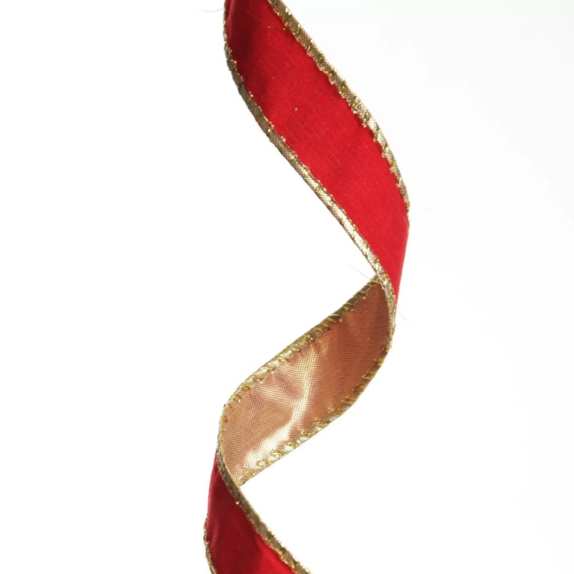 Red Velvet Gold Trim Wired Christmas Ribbon Ribbons |