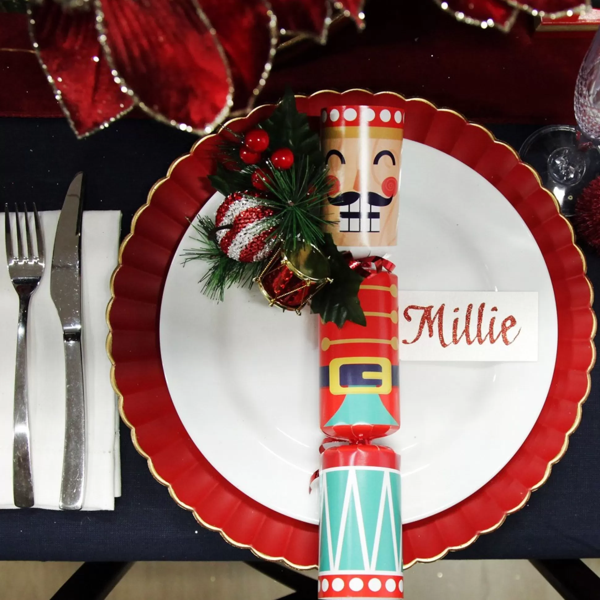 Red with Gold Edging Christmas Charger Plate Christmas Table Decor |