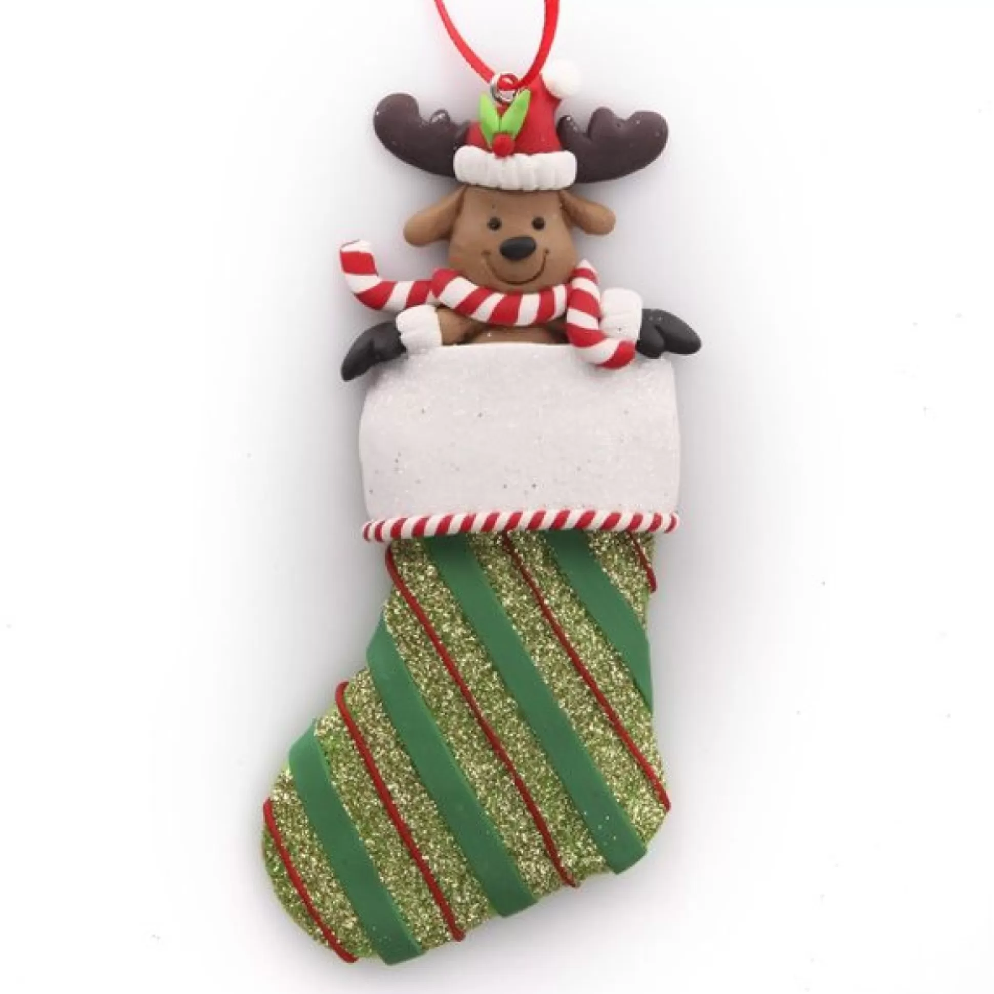 Reindeer in Glitter Stocking Decoration Personalised Decorations |