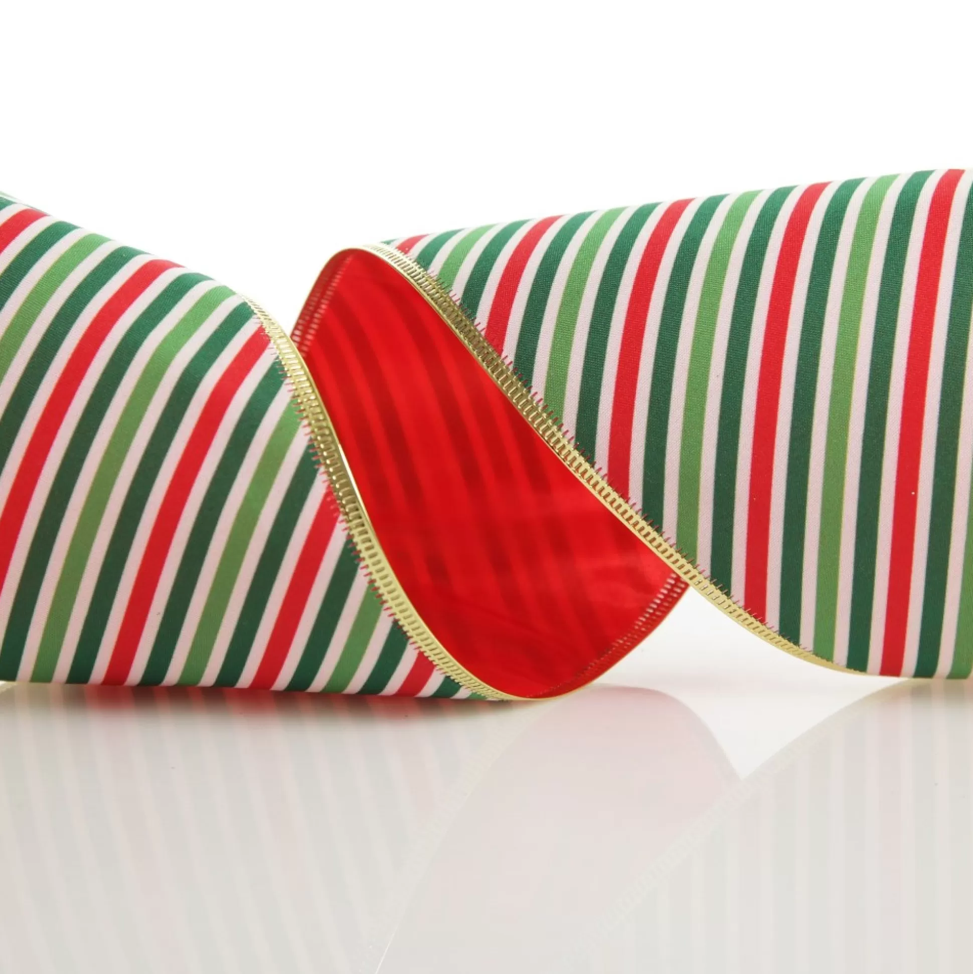 Reversible Red White Green Striped Wired Christmas Ribbon Garland Tree Garlands |