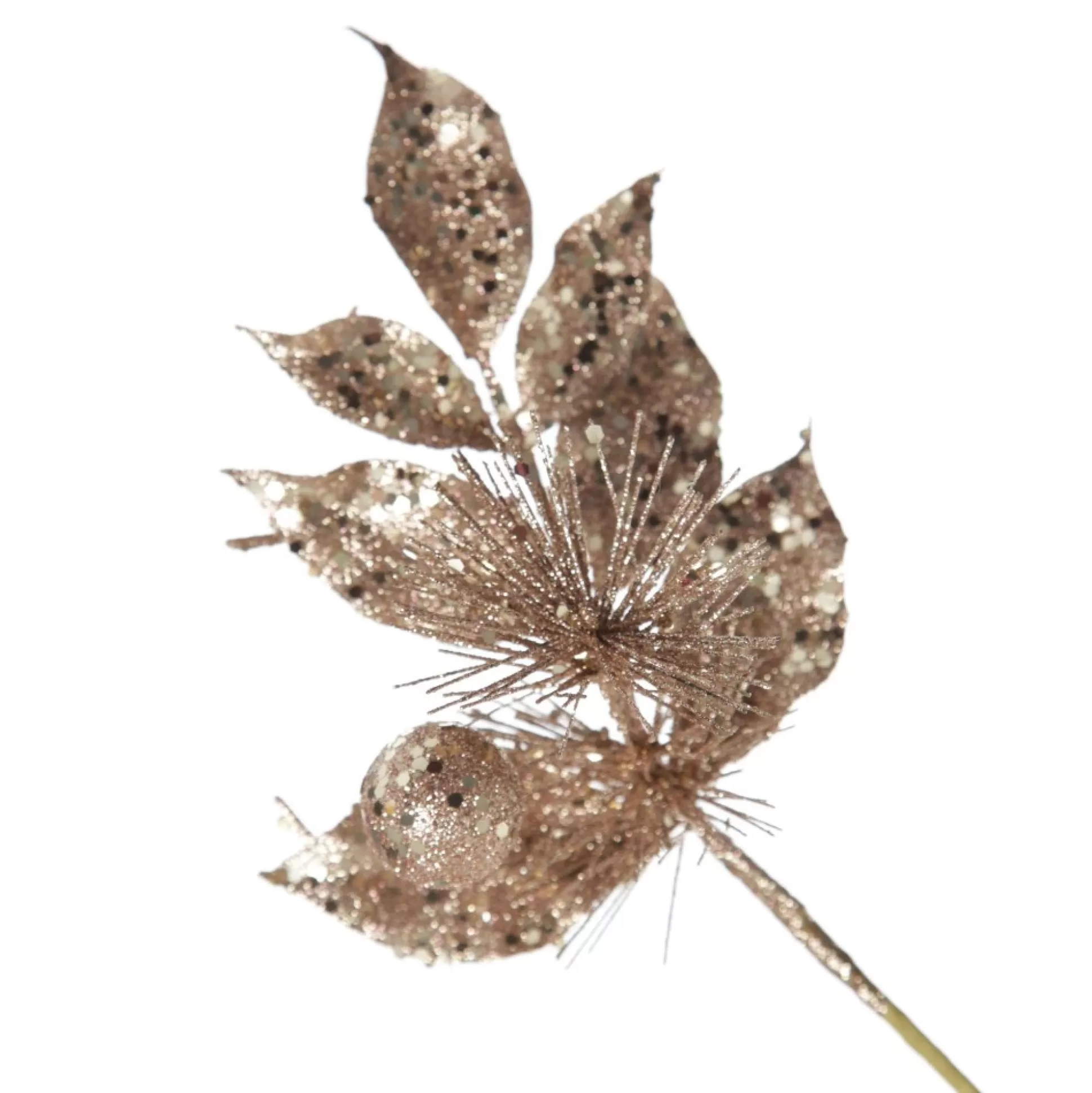 Rose Gold Sequin Leaves and Spike Spray Christmas Sprays |
