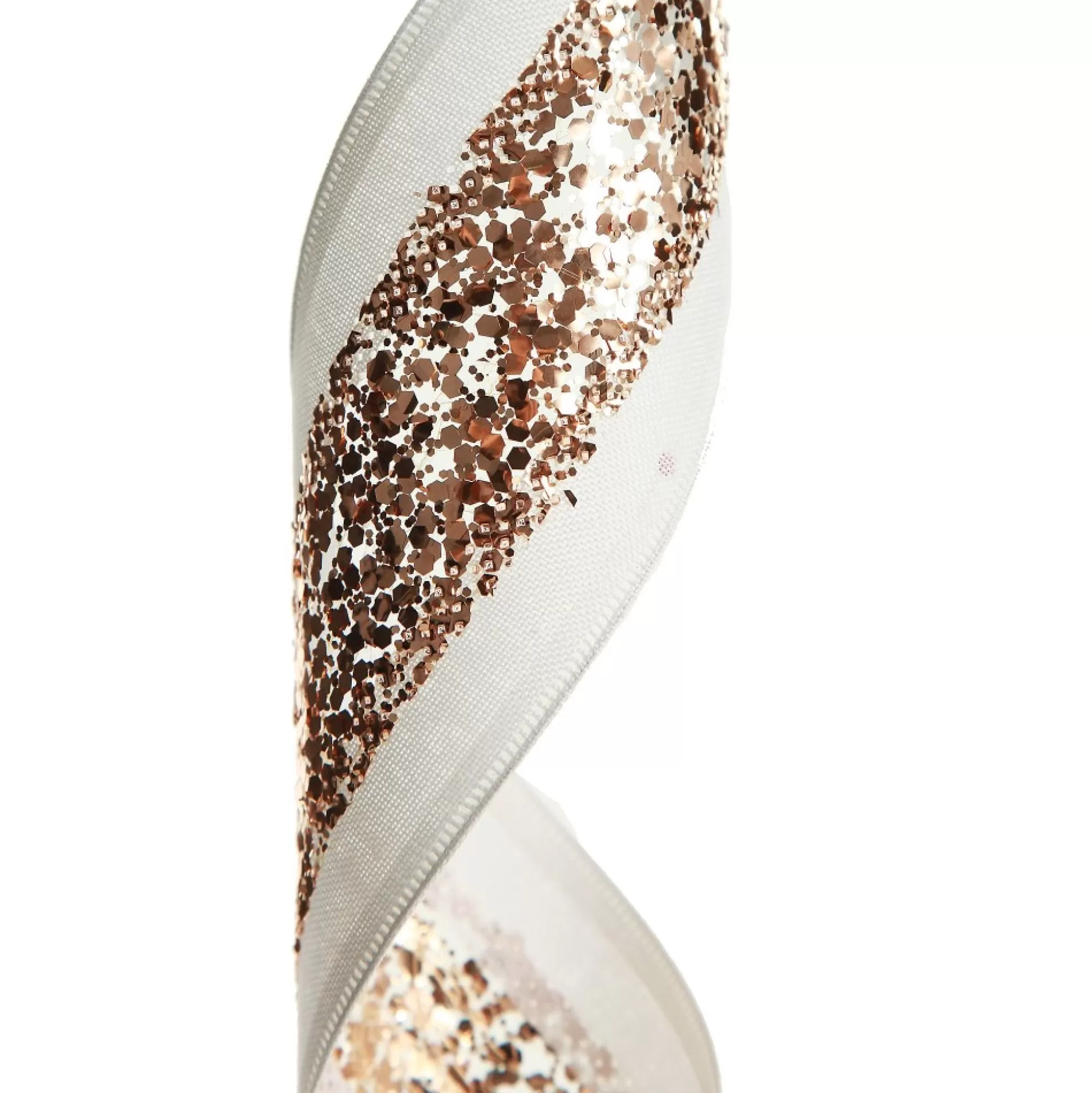 Rose Gold Sequin Wired Christmas Ribbon Ribbons |