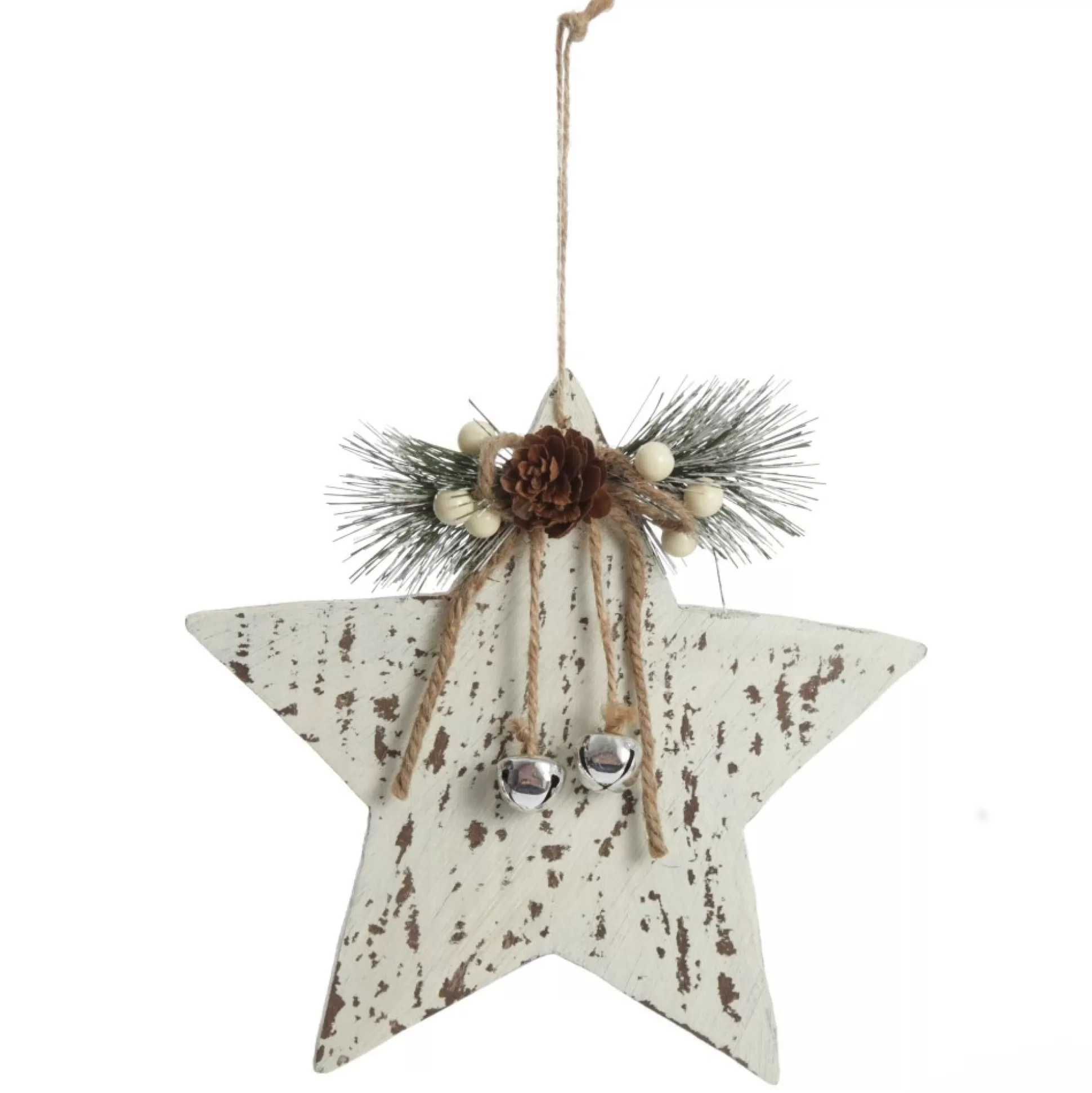 Rustic Christmas Tree Farm White Washed Star Ornament Snowflakes And Stars |