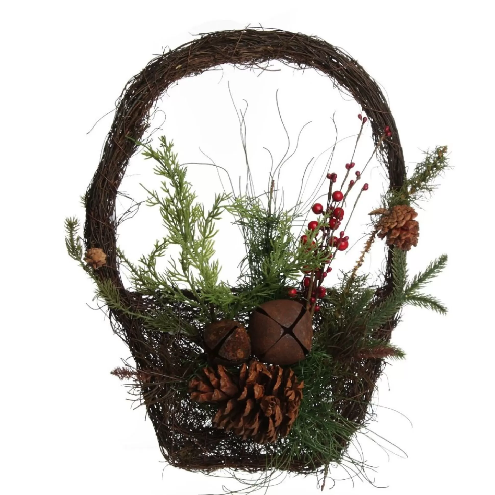 Rustic Pine and Cone Basket Christmas Wall Hanging Wall Hangings And Signs |