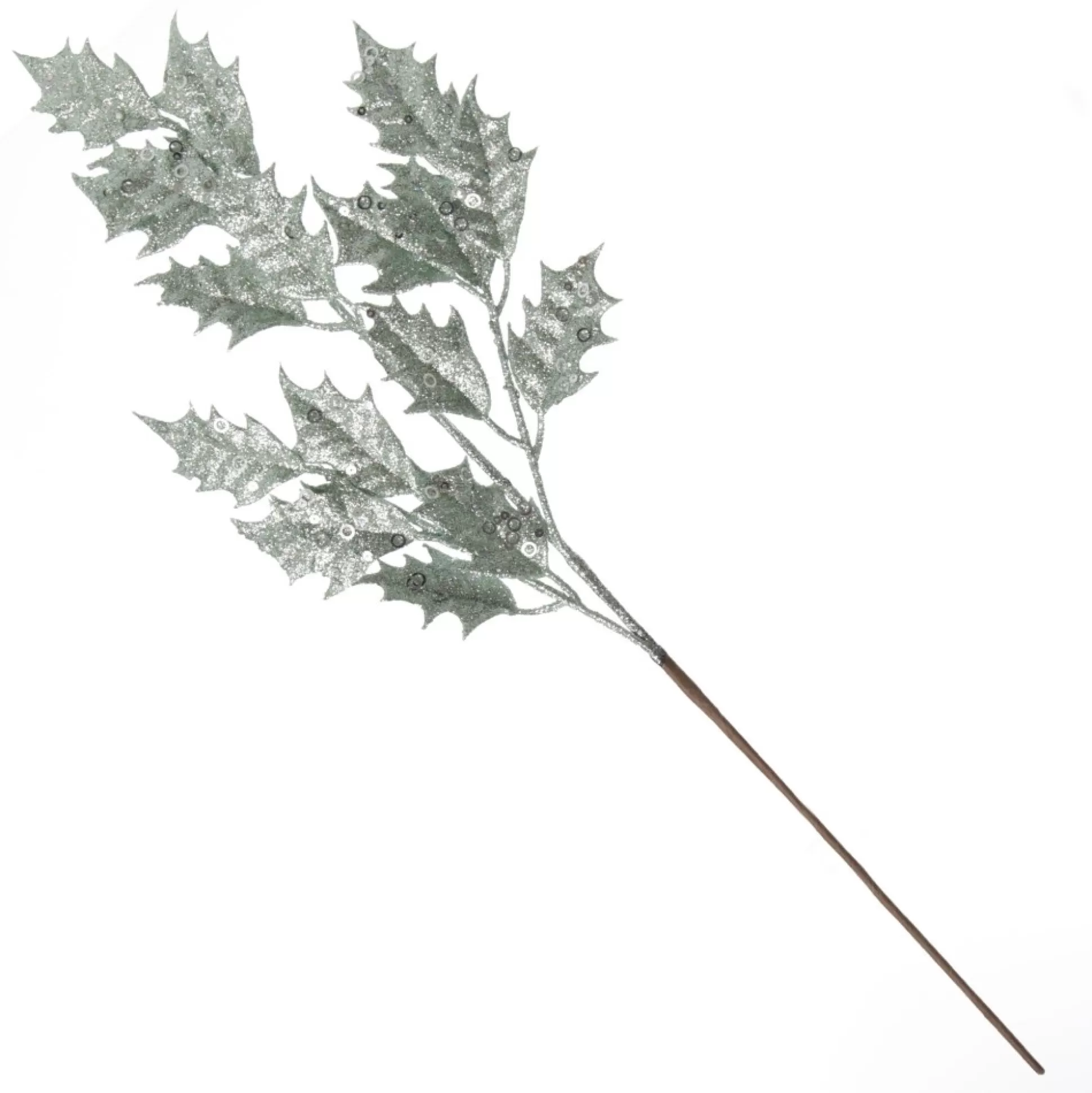 Sage Glitter Holly Leaf Spray Christmas Sprays |