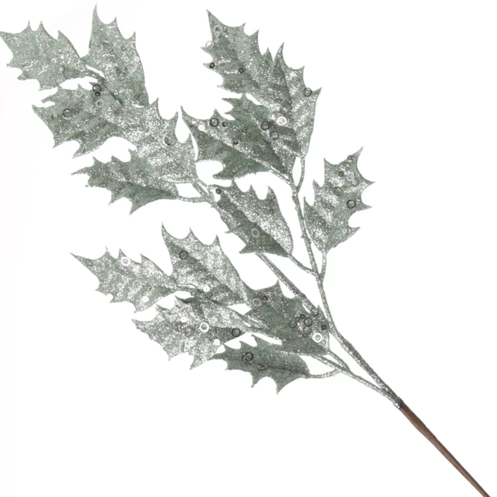 Sage Glitter Holly Leaf Spray Christmas Sprays |