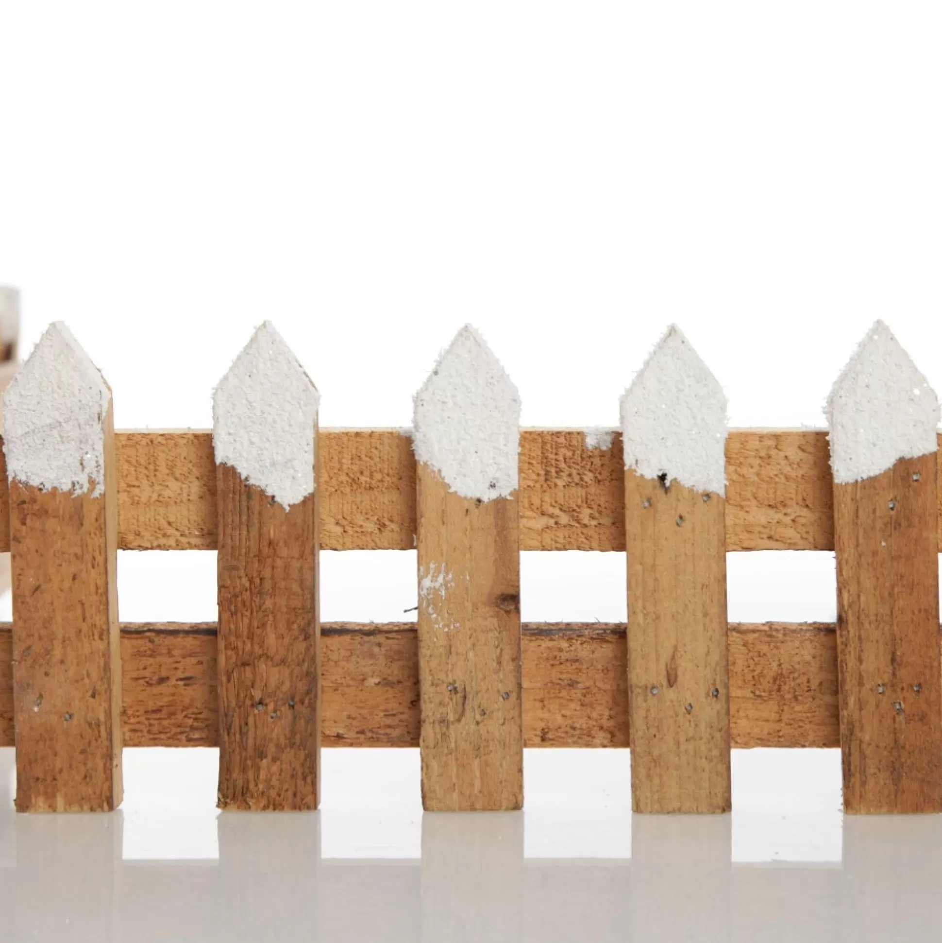 Short Snow Capped Natural Wooden Picket Fence Christmas Tree Skirts |