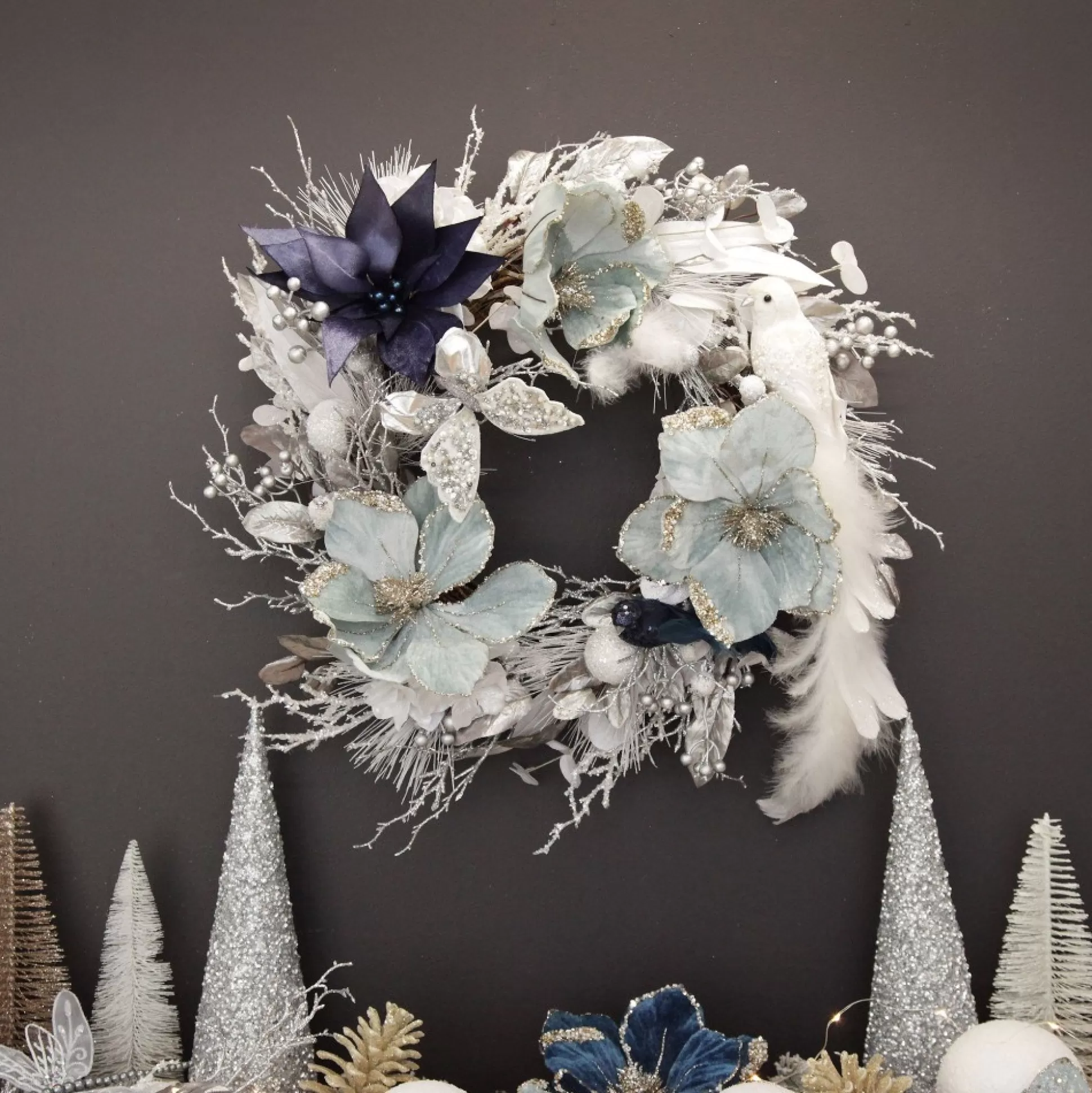 Silver and White Frost Christmas Wreath Christmas Wreaths |