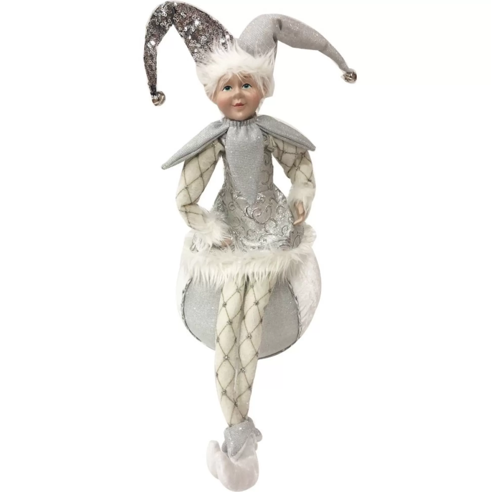 Silver Elf on Bauble Christmas Ornament Christmas Elves And Fairies |