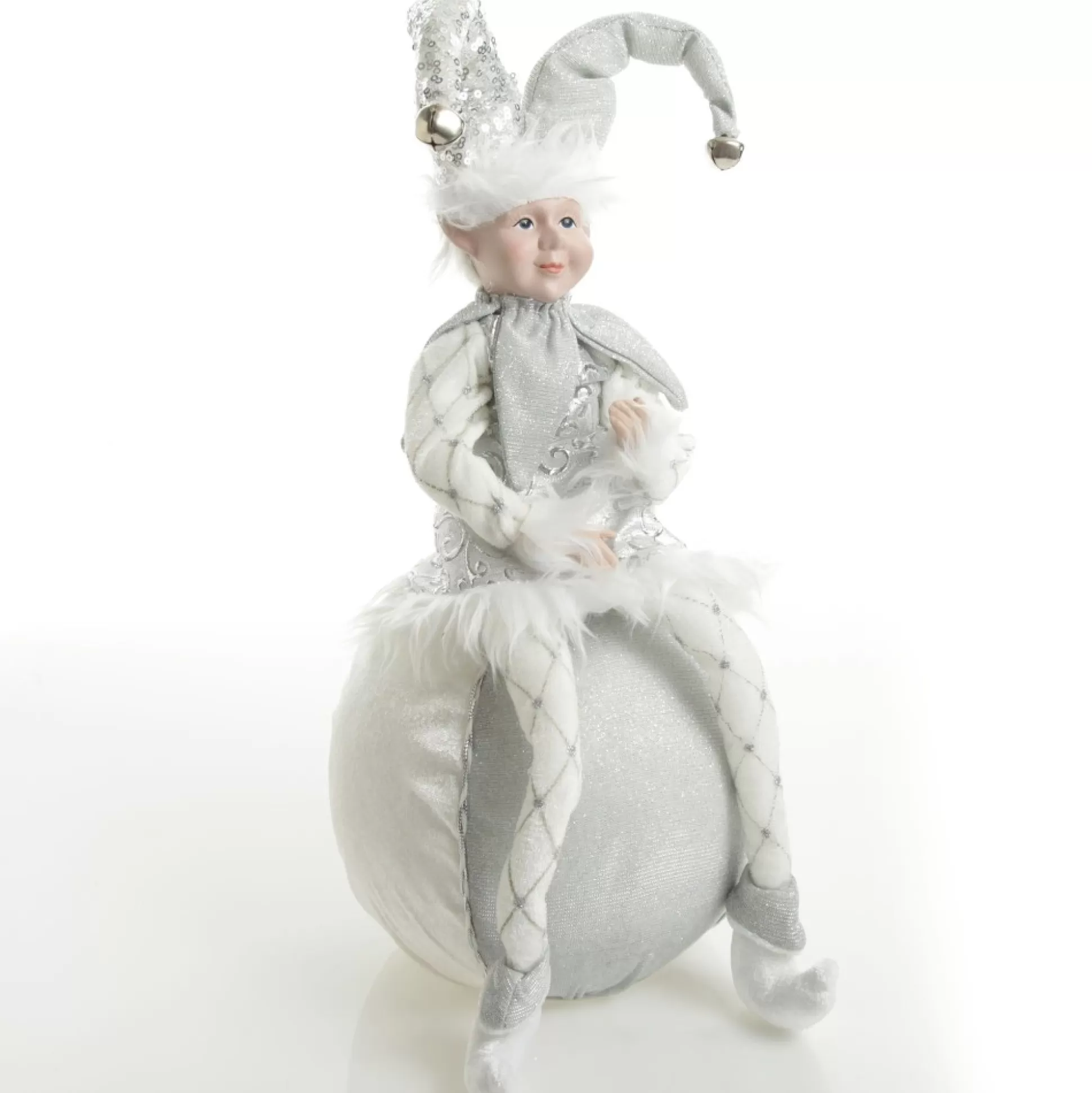 Silver Elf on Bauble Christmas Ornament Christmas Elves And Fairies |