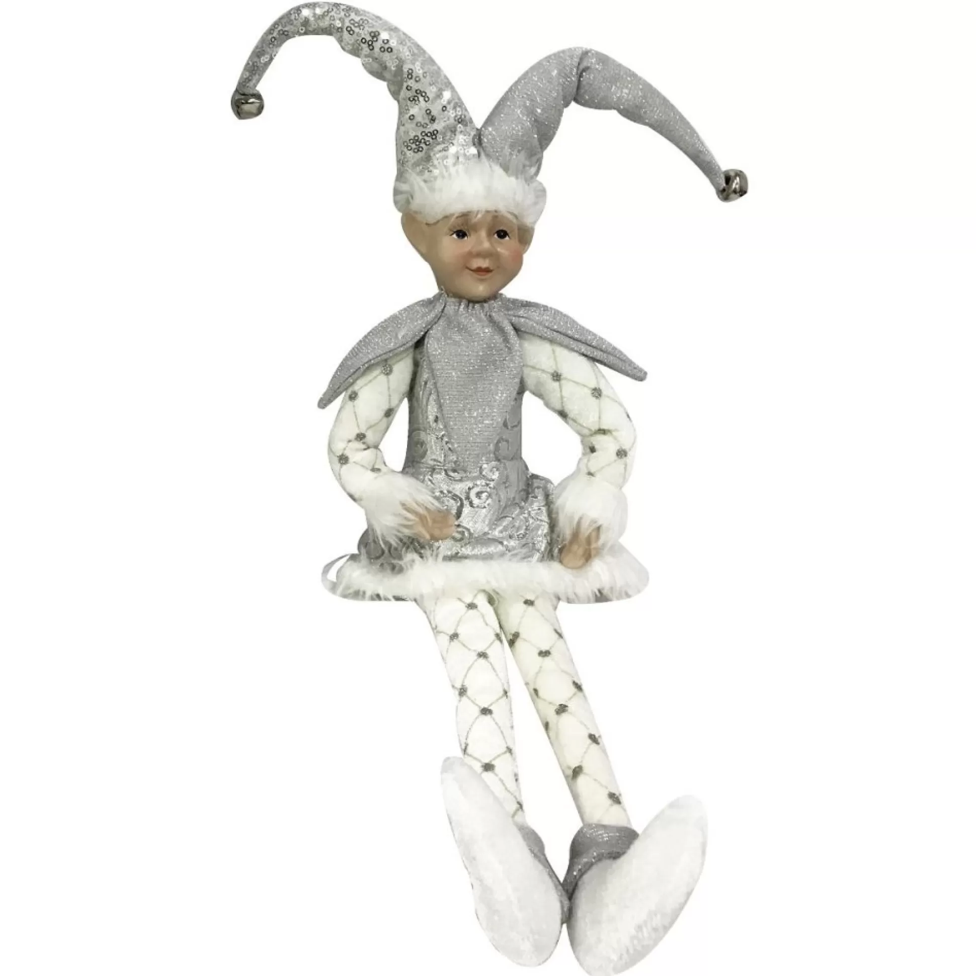Silver Elf Sitting Christmas Ornament Christmas Elves And Fairies |
