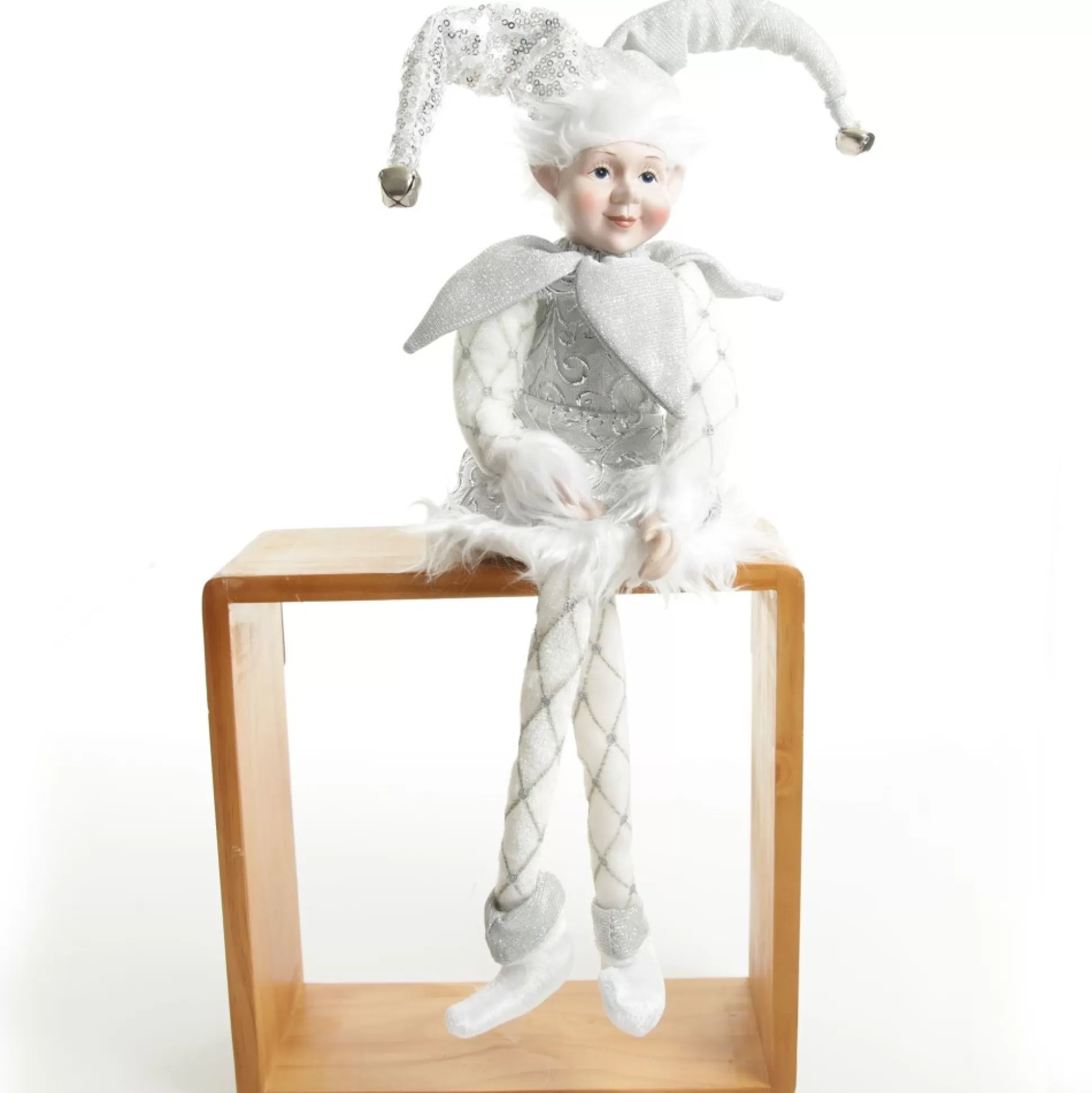 Silver Elf Sitting Christmas Ornament Christmas Elves And Fairies |