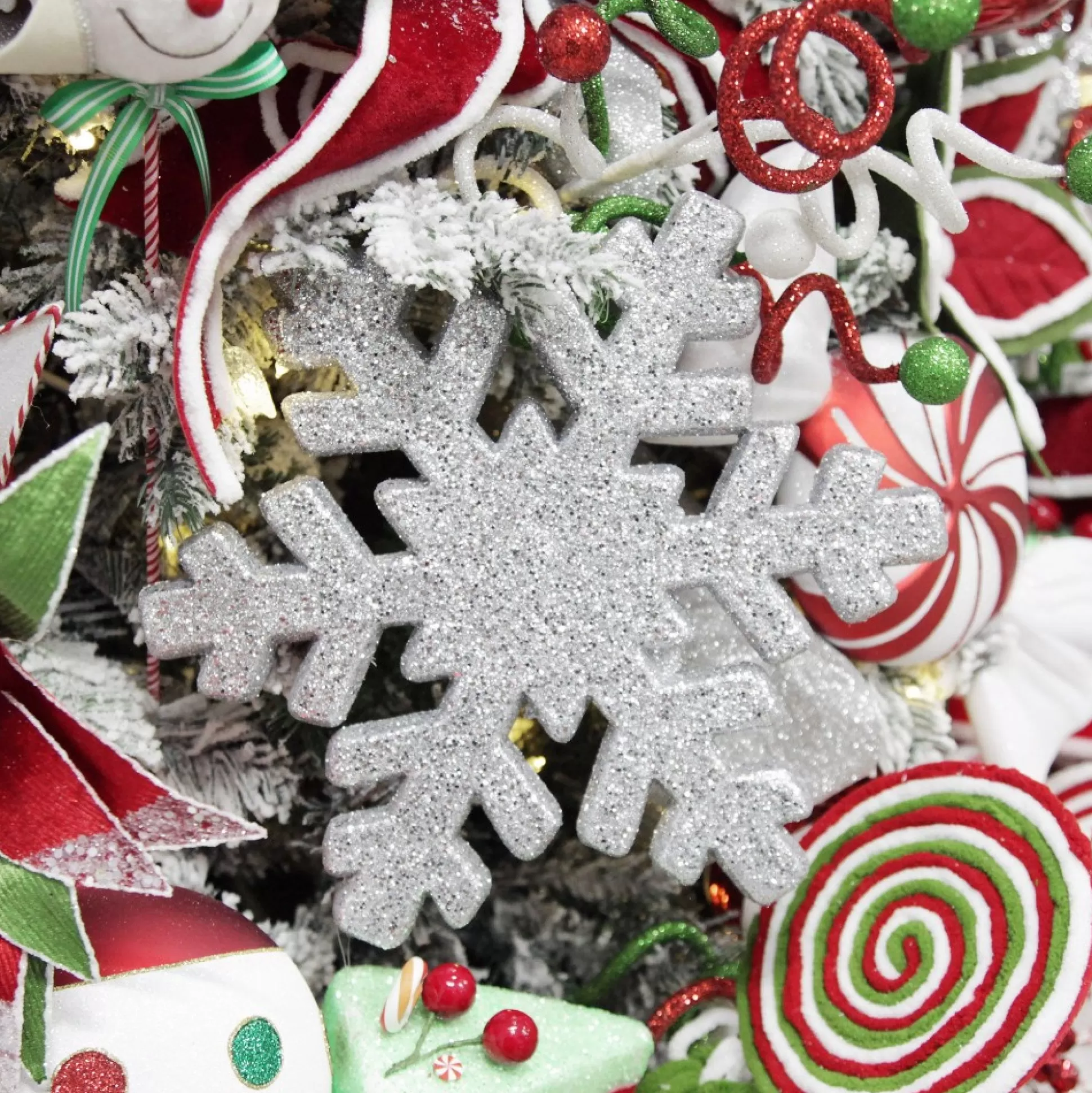 Silver Glitter Hanging Snowflake - Large Snowflakes And Stars |